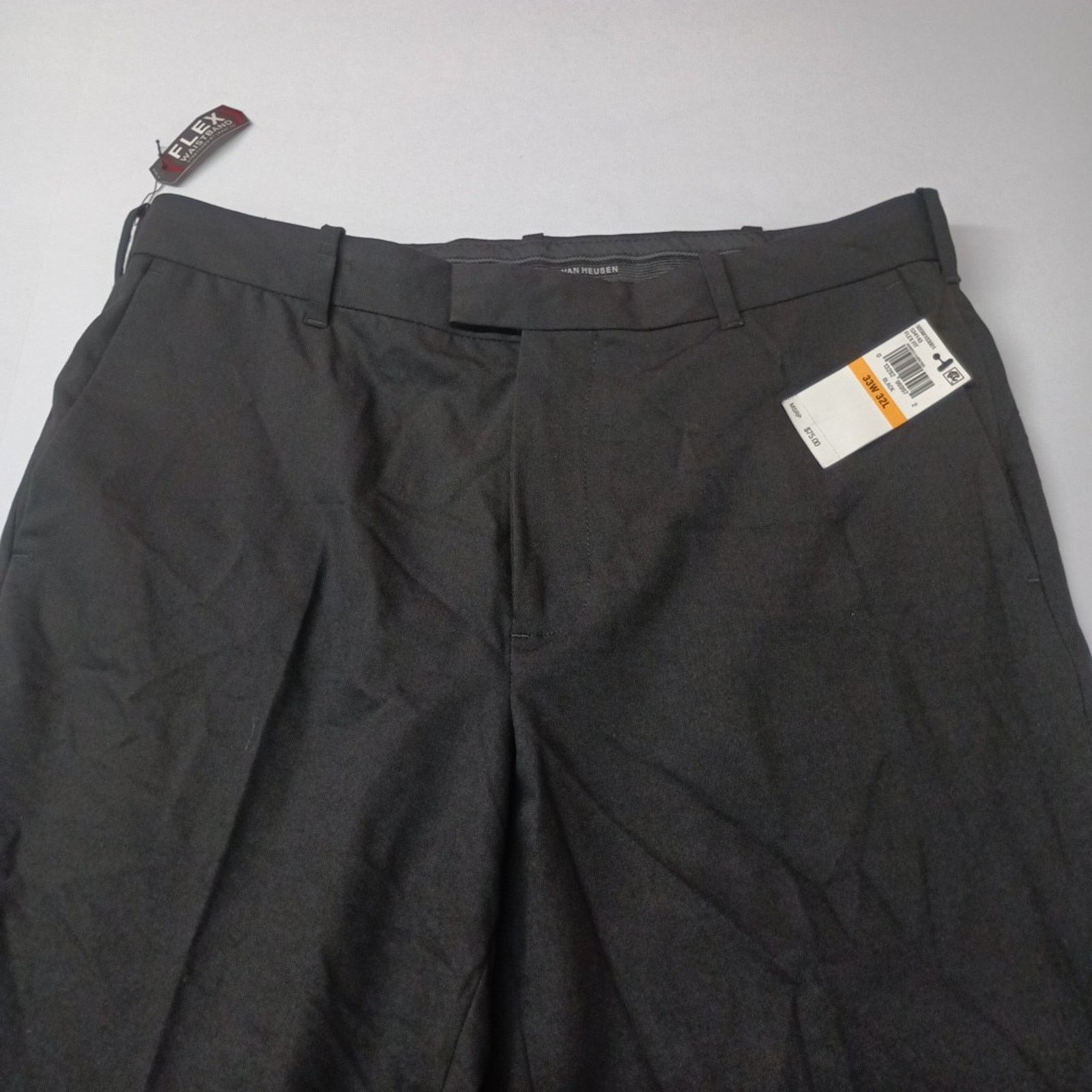 Van Heusen Van Heusen Dress Pants Men's 33x32 Black Flat Front Slacks Size US 33 - 4 Thumbnail