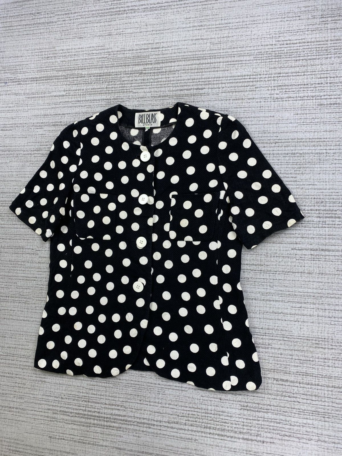 Bill Blass × Designer × Vintage Vintage BILLBLASS Studio Polka Dot Style Short Sleeve Shirt Size M / US 6-8 / IT 42-44 - 4 Thumbnail