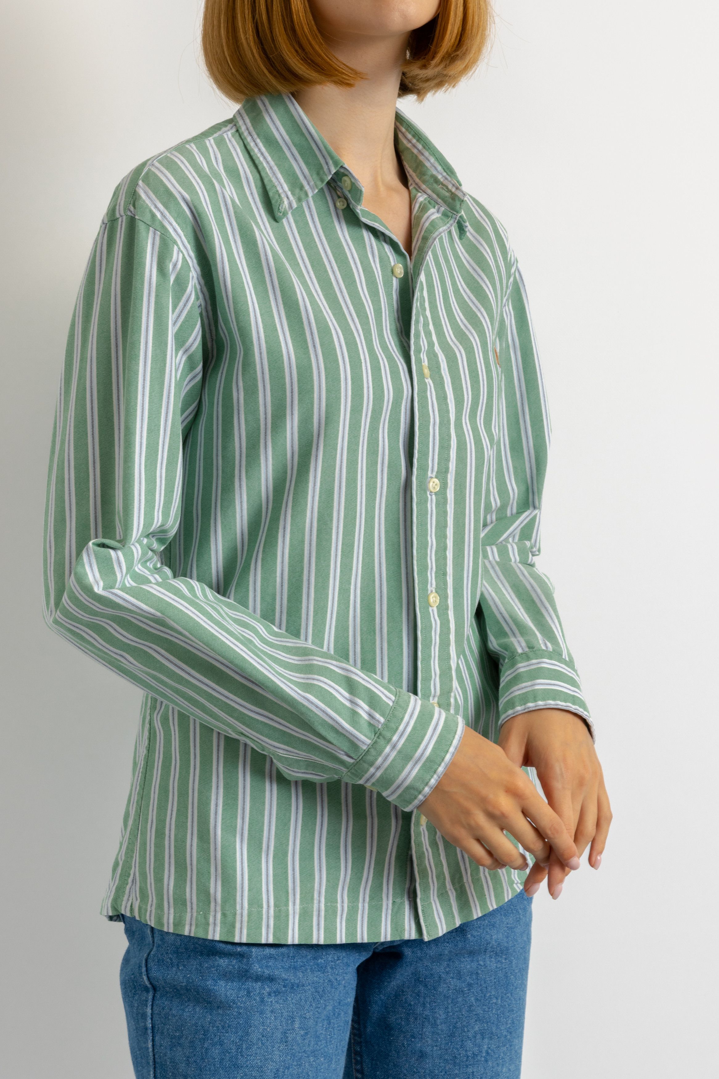 Ralph Lauren Woman Ralph Lauren Green Striped Candy Shirt 8697 Size M / US 6-8 / IT 42-44 - 8 Thumbnail