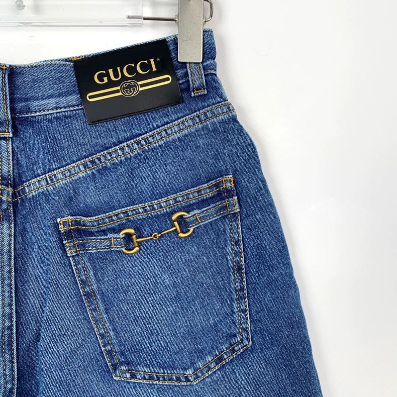 Gucci Gucci Blue leather brand logo horse buckle jeans shorts 250 Size US 27 - 5 Thumbnail