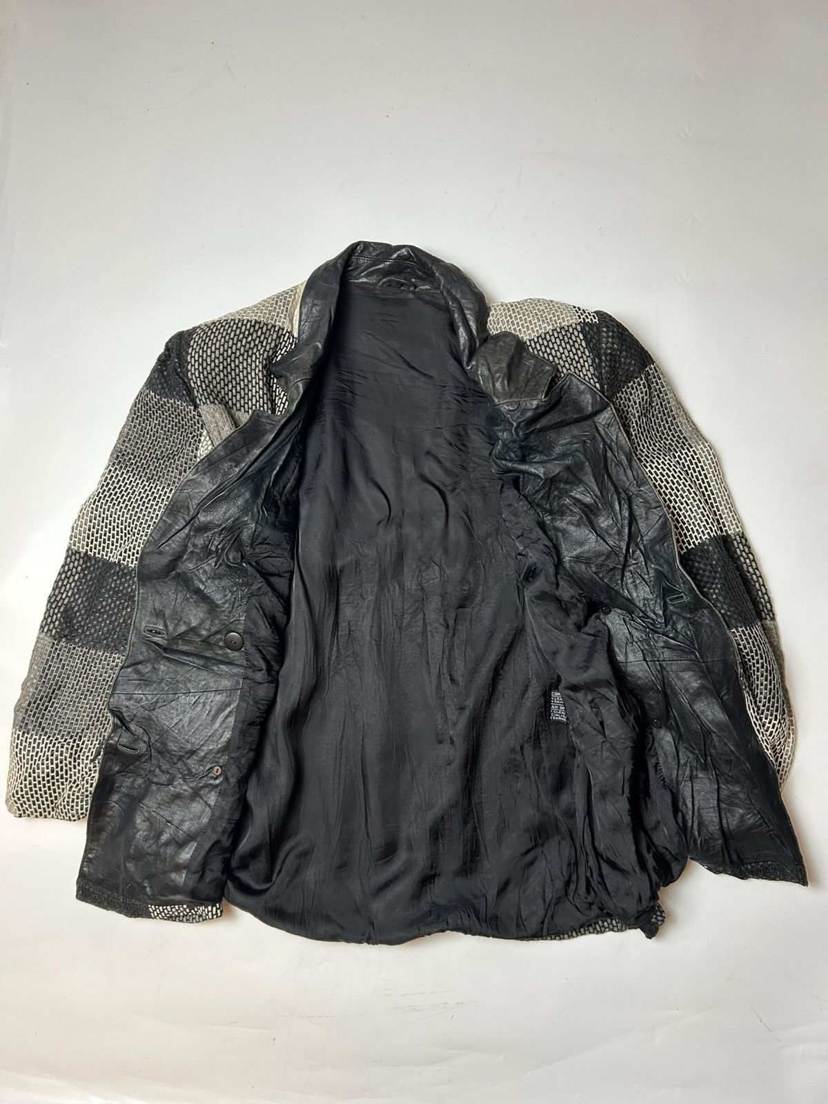 Japanese Brand × Vintage VINTAGE LEATHER KNITTED JACKET Size ONE SIZE - 4 Thumbnail