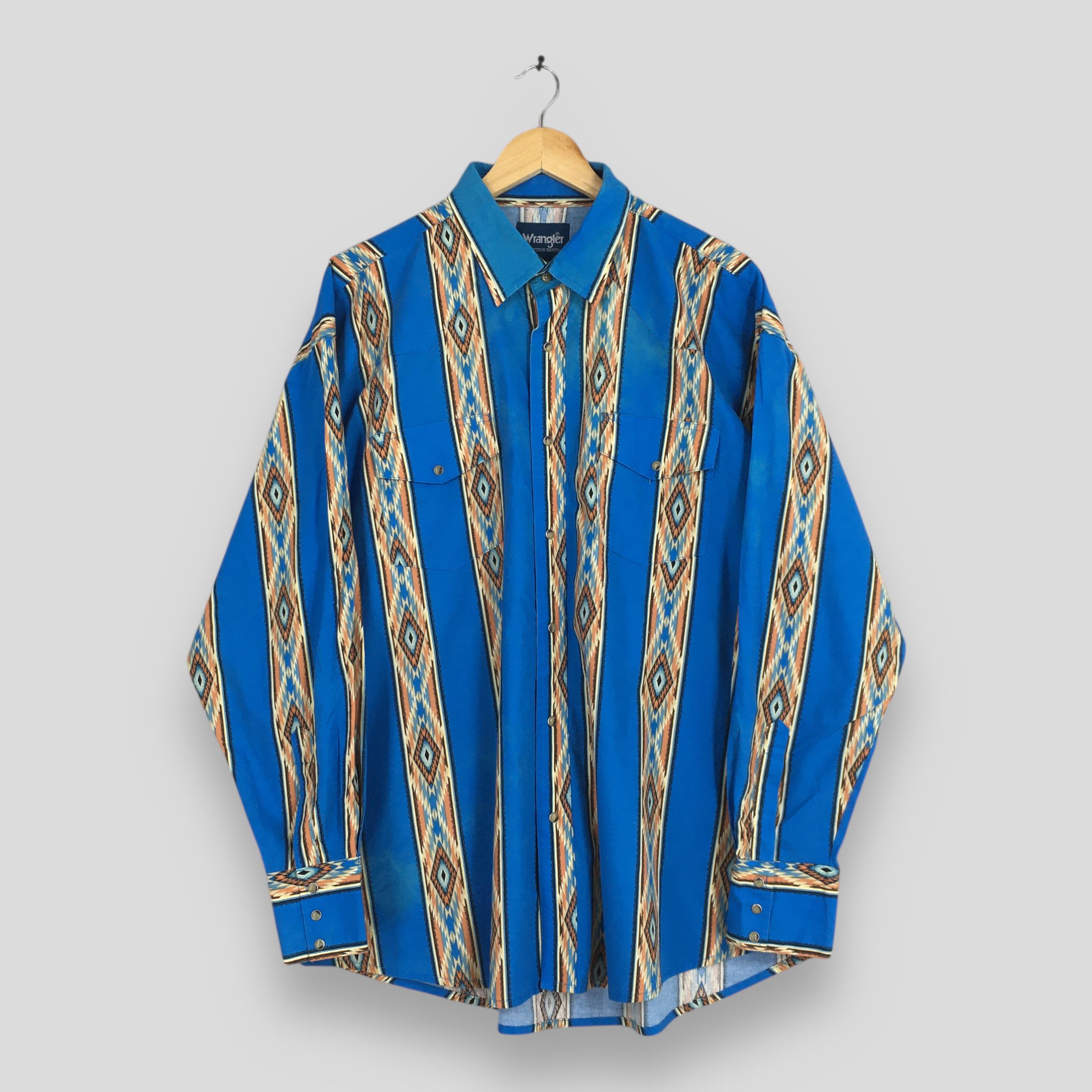 Wrangler Vintage 80s Wrangler Aztec Navajo Brushpopper Shirt 2XLarge Size US XXL / EU 58 / 5 - 1 Thumbnail