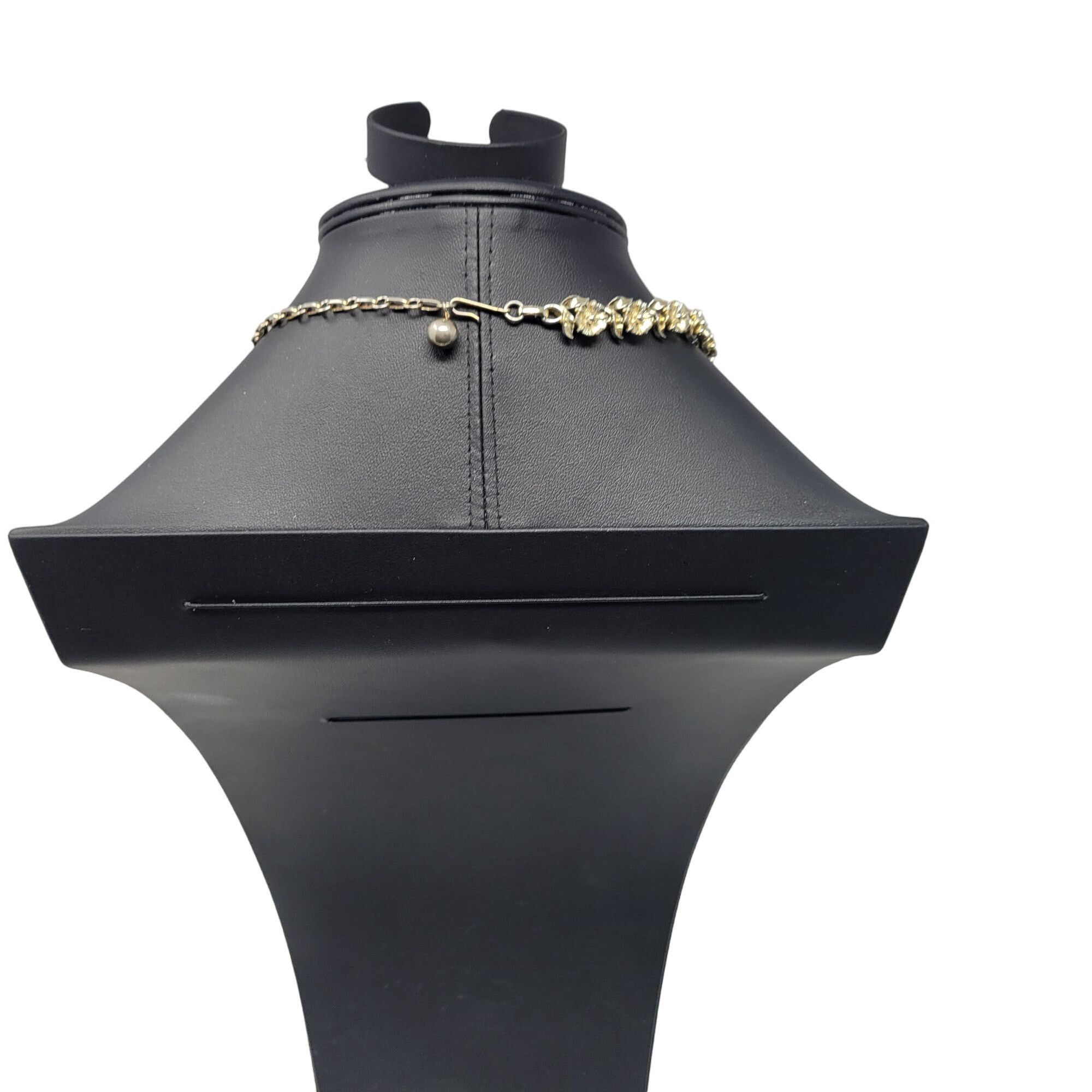 Vintage 70s Signed Lisner Gold Tone 3D Flower Link Collar Choker Size ONE SIZE - 7 Thumbnail