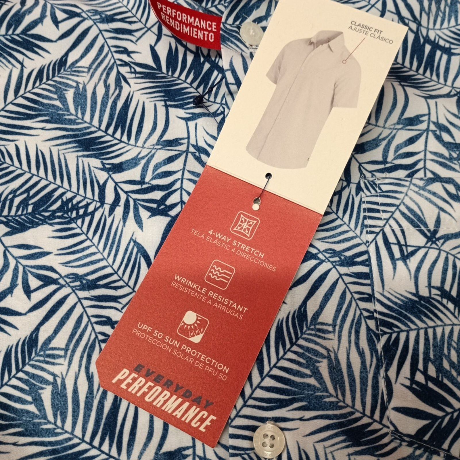 Chaps Chaps Everyday Performance Woven Shirt Men's S Blue Floral Size US S / EU 44-46 / 1 - 3 Thumbnail