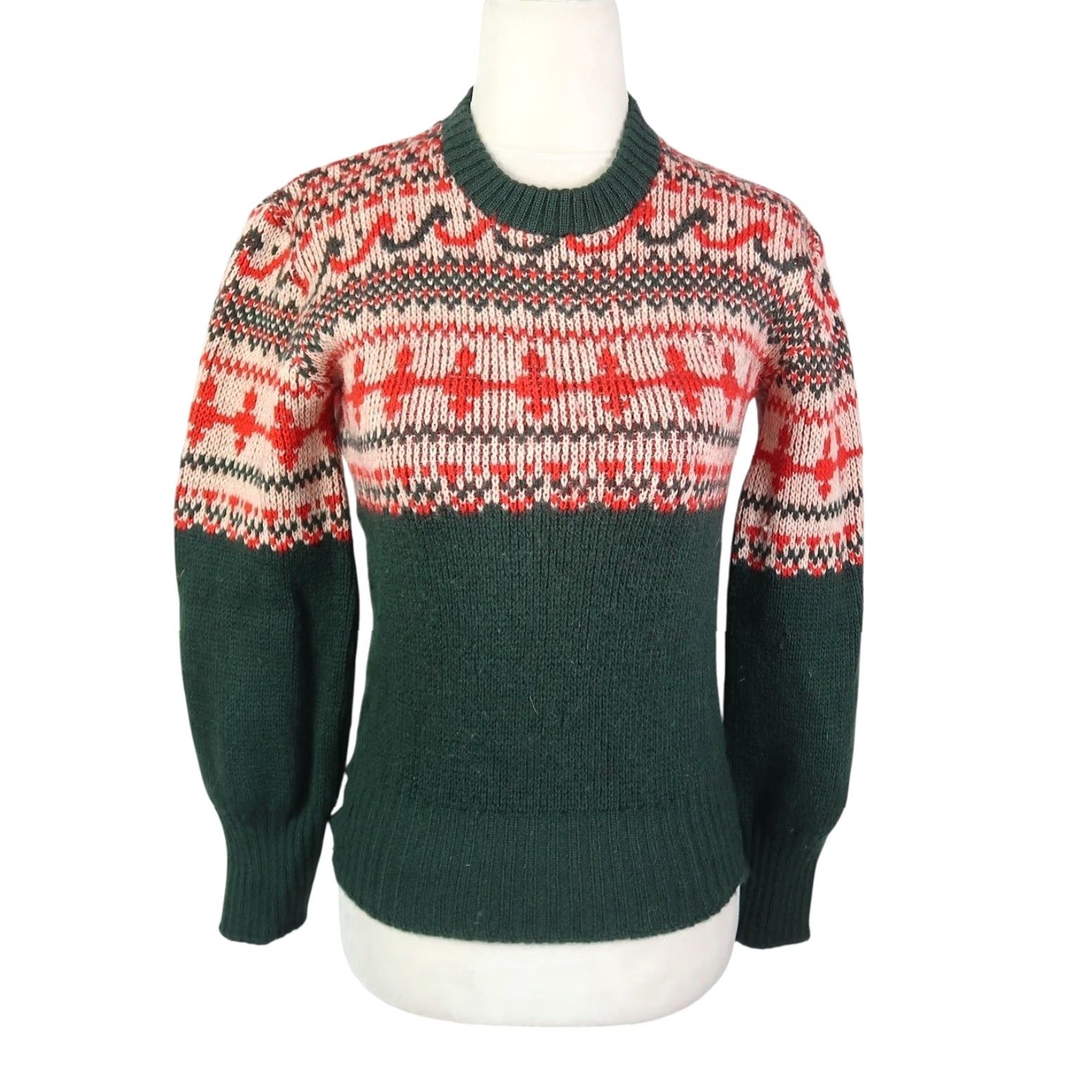 Vintage VINTAGE Pilgrim Sweater Fair Isle Nordic Wool Crew Neck Long Sleeve Women S Size S Green Red Pattern Winter Fall Size S / US 4 / IT 40 - 2 Thumbnail
