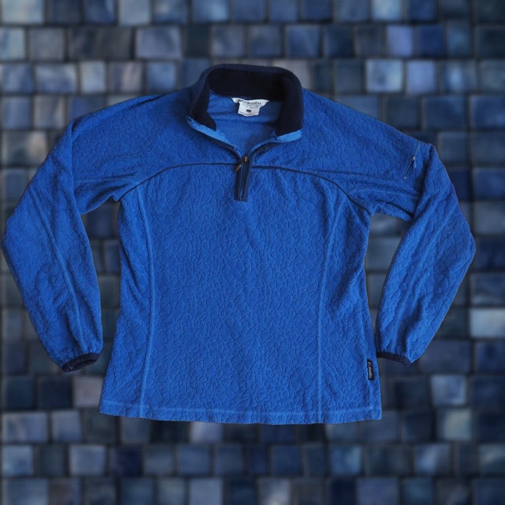 Vintage VTG 90s Columbia Sportswear Royal Blue 1/4 Zip Floral Hiking Jacket Womens L Size L / US 10 / IT 46 - 1 Thumbnail