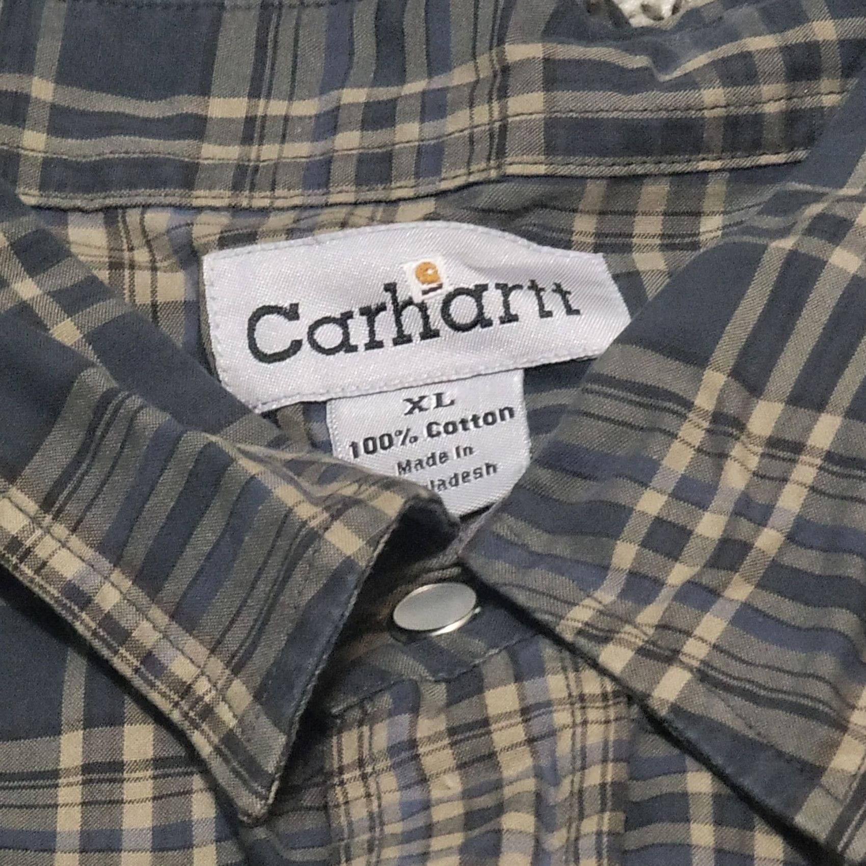 Carhartt VINTAGE Carhartt Long Sleeve Pearl Snap Work Wear Plaid Shirt Mens XL Size US XL / EU 56 / 4 - 3 Thumbnail