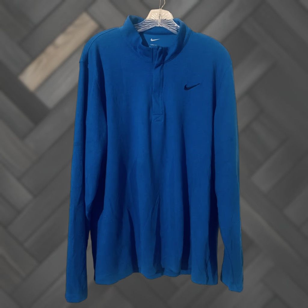 Nike Nike Dri-Fit Long Sleeve Shirt Mens XL Blue 3/4 Zip Logo Shirt Size US XL / EU 56 / 4 - 1 Thumbnail