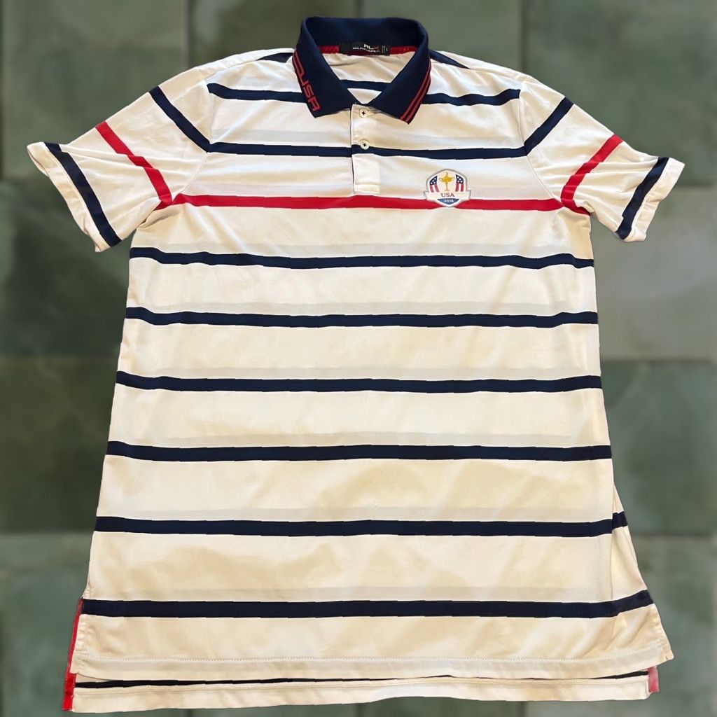 Ralph Lauren RLX Ralph Lauren Ryder Cup USA 2016 Polo Shirt Mens Size L Striped Multicolor Short Sleeve Golf Shirt Size US L / EU 52-54 / 3 - 1 Thumbnail