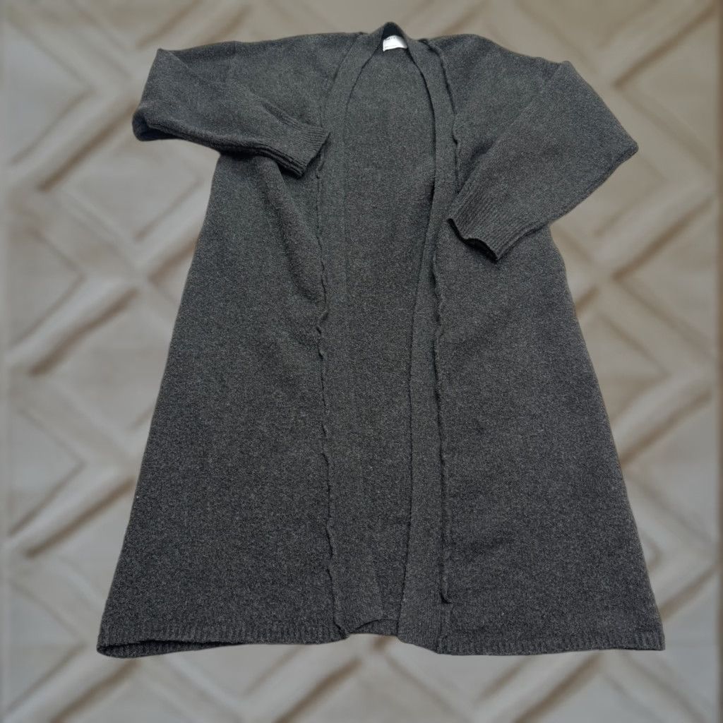 Asos ASOS Design Open Cardigan Sweater Long Casual Women Small Cardigan Knit Gray Charcoal Olive? Size S / US 4 / IT 40 - 1 Thumbnail