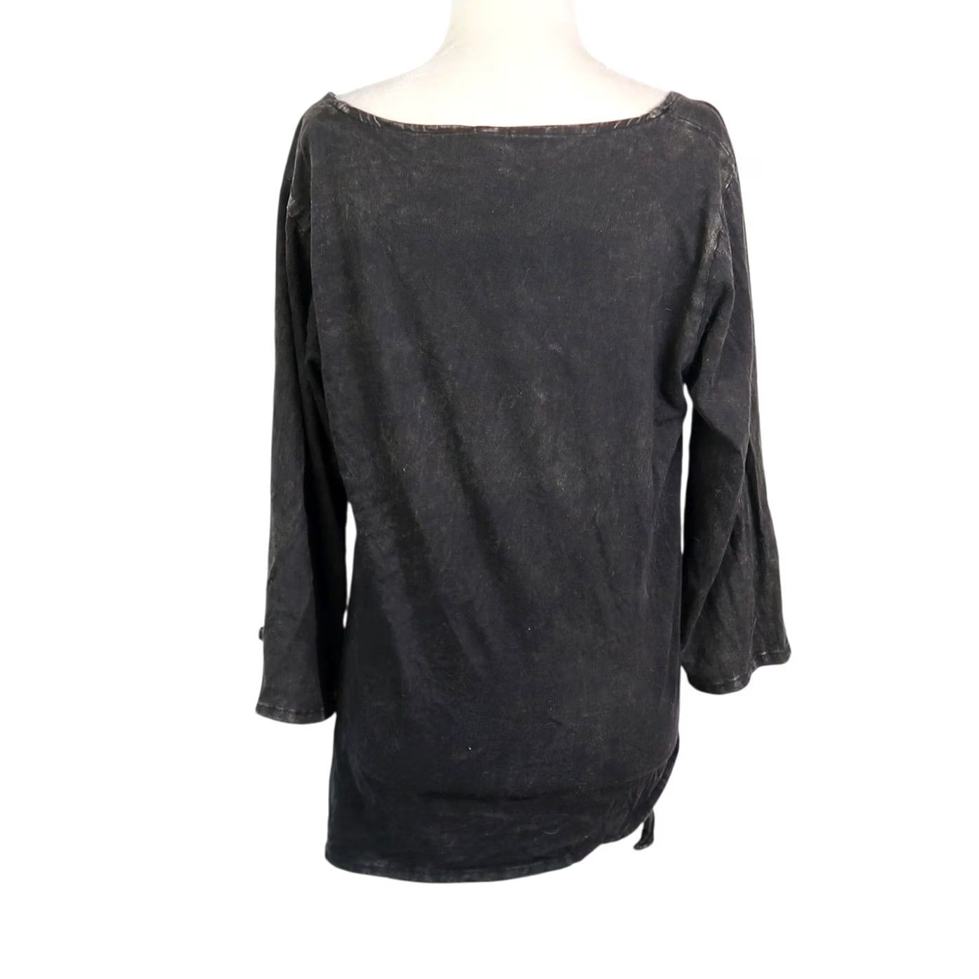 Vintage VINTAGE 90s Black Leaf Embroidered Asymmetrical Long Sleeve Top M Size L / US 10 / IT 46 - 4 Thumbnail