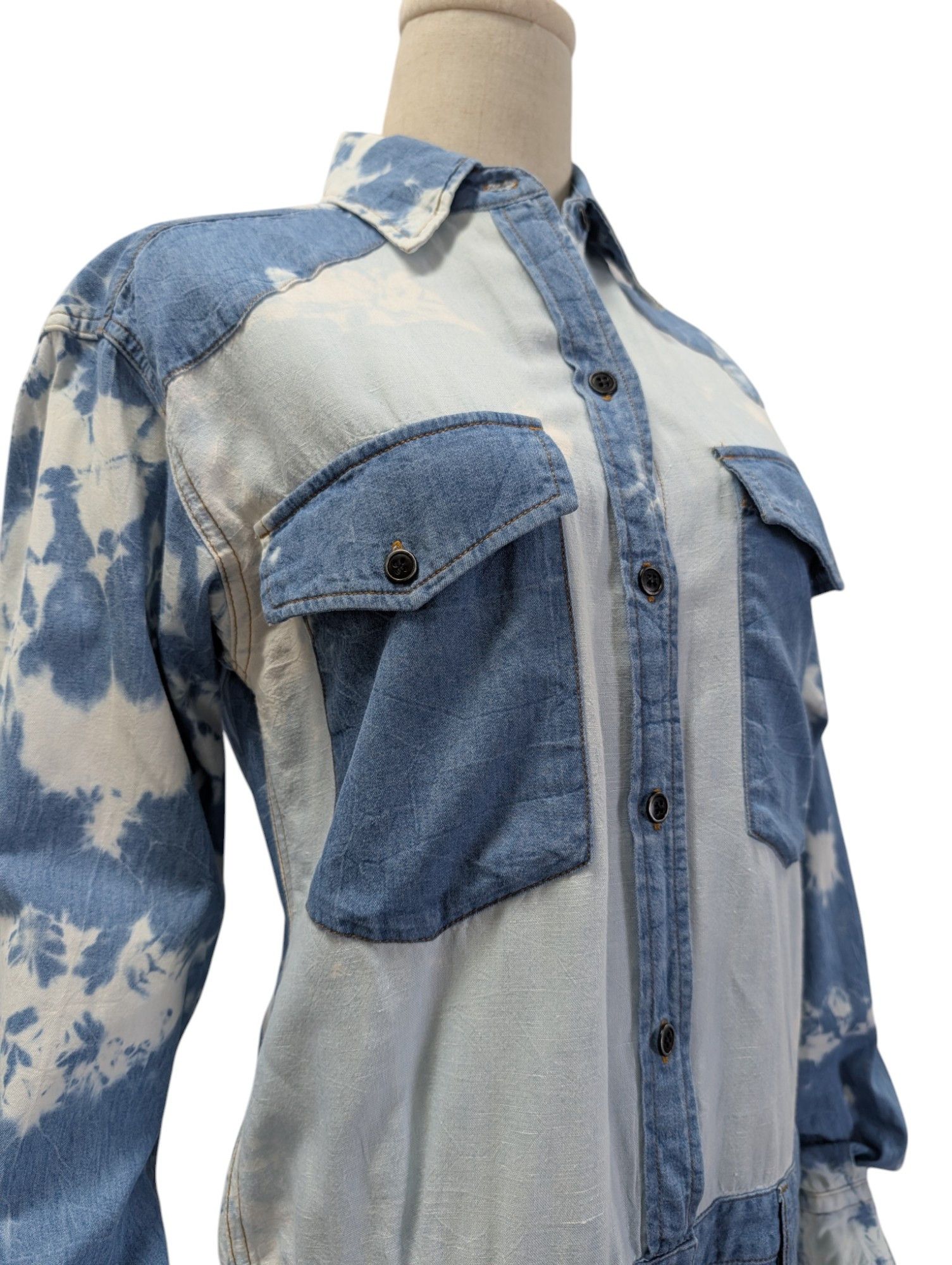Isabel Marant Denim Tie-Dyed Print Short Jumpsuit Size 26" / US 2 / IT 38 - 4 Thumbnail