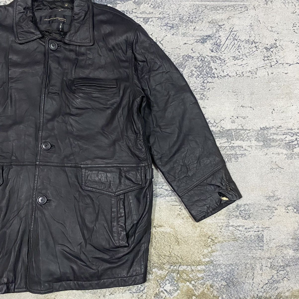 Genuine Leather Vintage Unknown Destination Buckle Side Black Leather Jacket Size US L / EU 52-54 / 3 - 2 Thumbnail