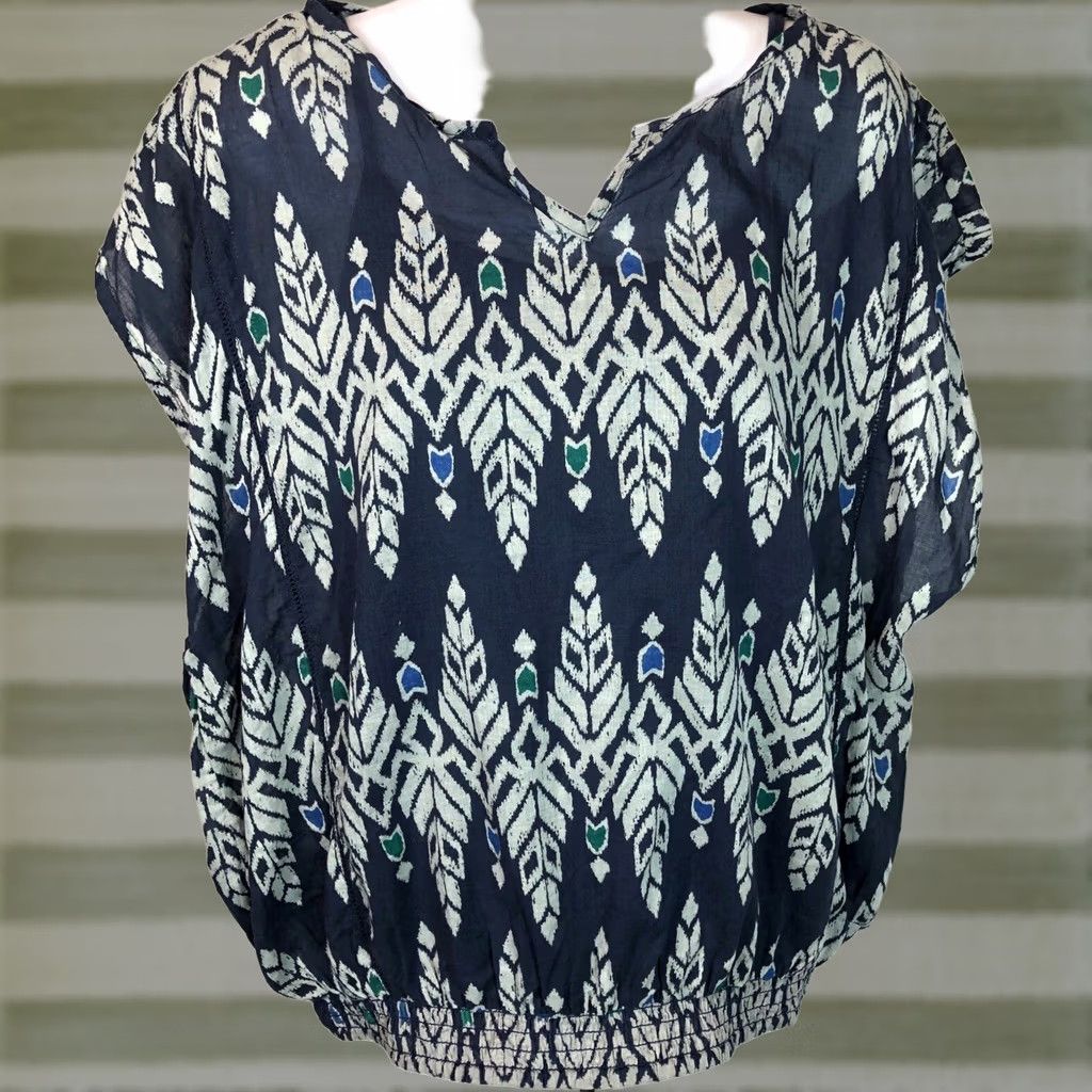 Vintage Sonoma 2pc Combo Tank & Top Set L Blue V-Neck Sleeveless Tribal Aztec NWT Size L / US 10 / IT 46 - 1 Thumbnail
