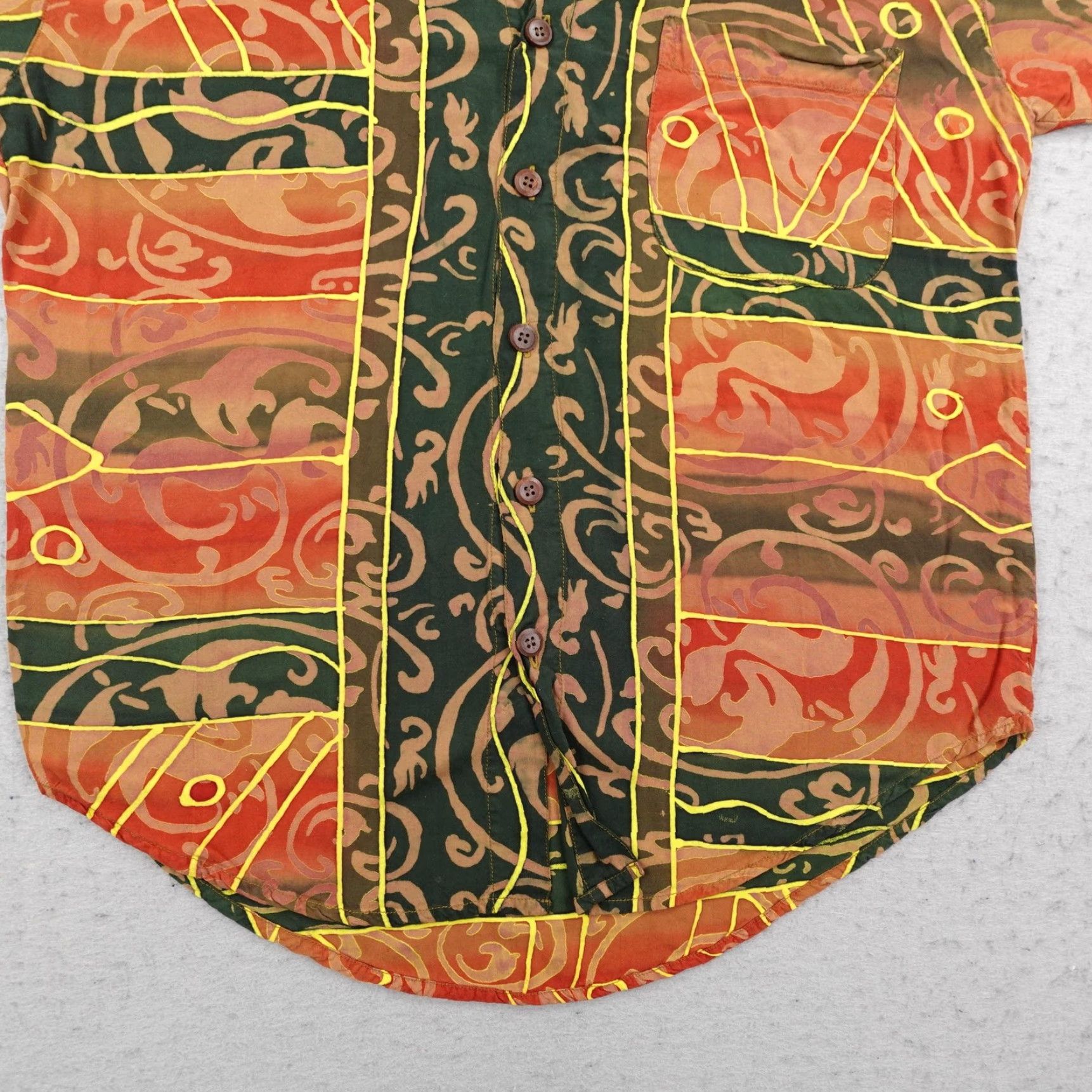 The Territory Ahead VINTAGE Territory Ahead Shirt Mens Medium Orange Green Abstract Tribal Print Camp Rayon Size US M / EU 48-50 / 2 - 4 Thumbnail