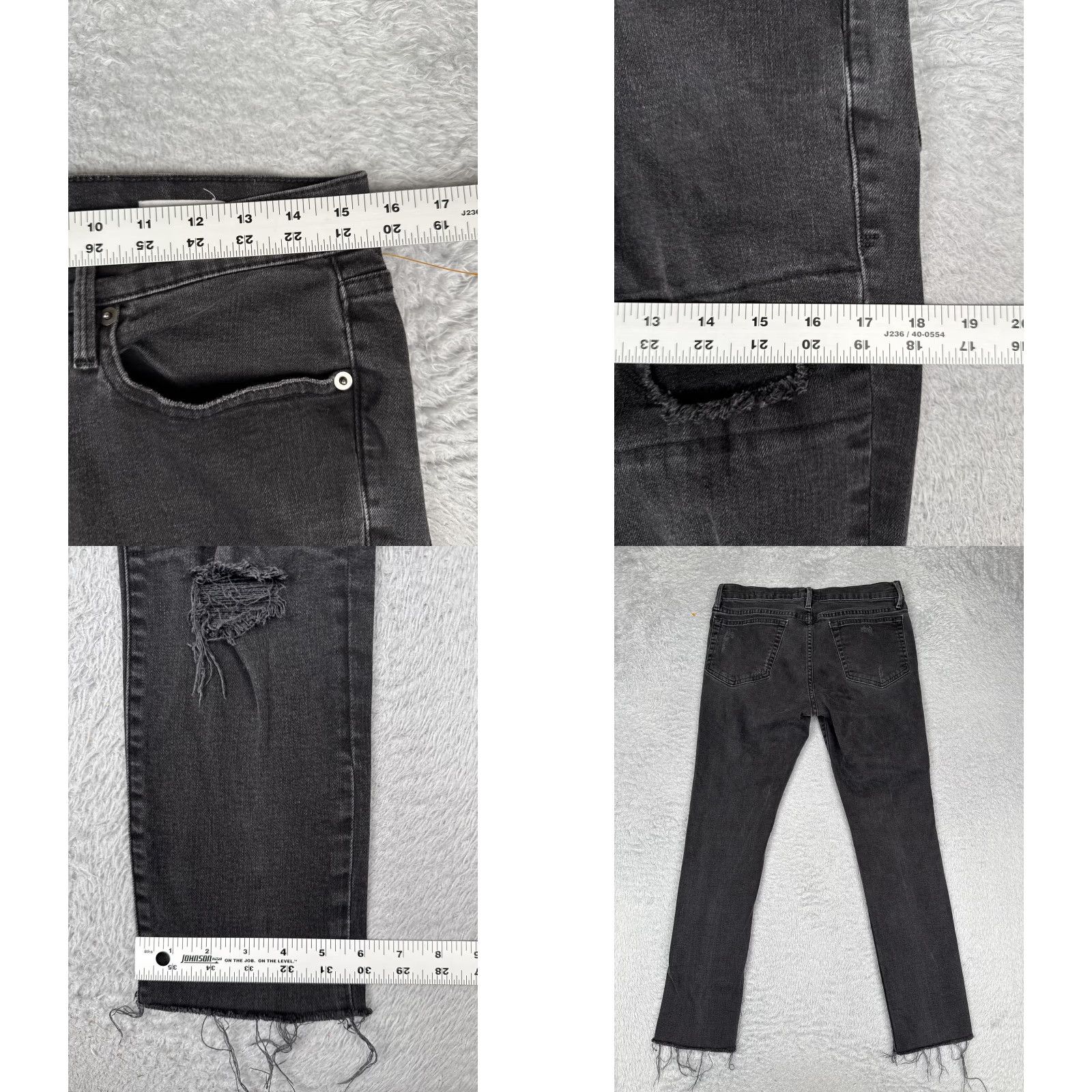 Frame FRAME L'Homme Skinny Jeans Mens 32x28 Gray Charcoal Distressed Stretch Denim USA Size US 32 / EU 48 - 9 Thumbnail