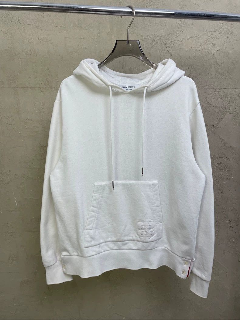 Thom Browne Thom browne White back colored stripe hooded sweatshirt 250 Size US S / EU 44-46 / 1 - 1 Thumbnail