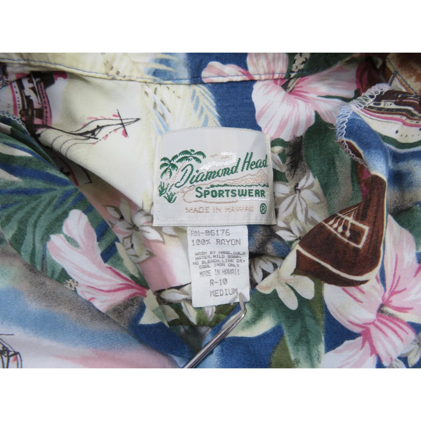 Other Diamond Head Sportswear Hawaiian Shirt, Rayon Sz M 1980s Size US M / EU 48-50 / 2 - 2 Thumbnail