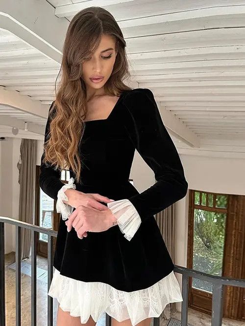 Japanese Brand × Vintage Mini Dresses Elegant Chic Splicing Size L / US 10 / IT 46 - 1 Thumbnail
