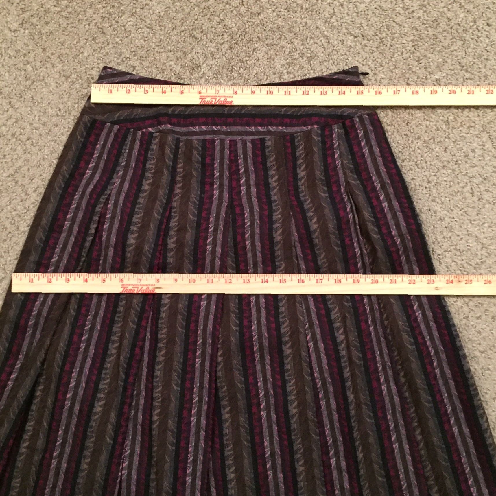 Pinko Apostrophe Skirt Midi Lined A-Line Purple Pink Striped Size 4 Women Cotton Regular Vintage No Size 27" / US 4 / IT 40 - 3 Thumbnail