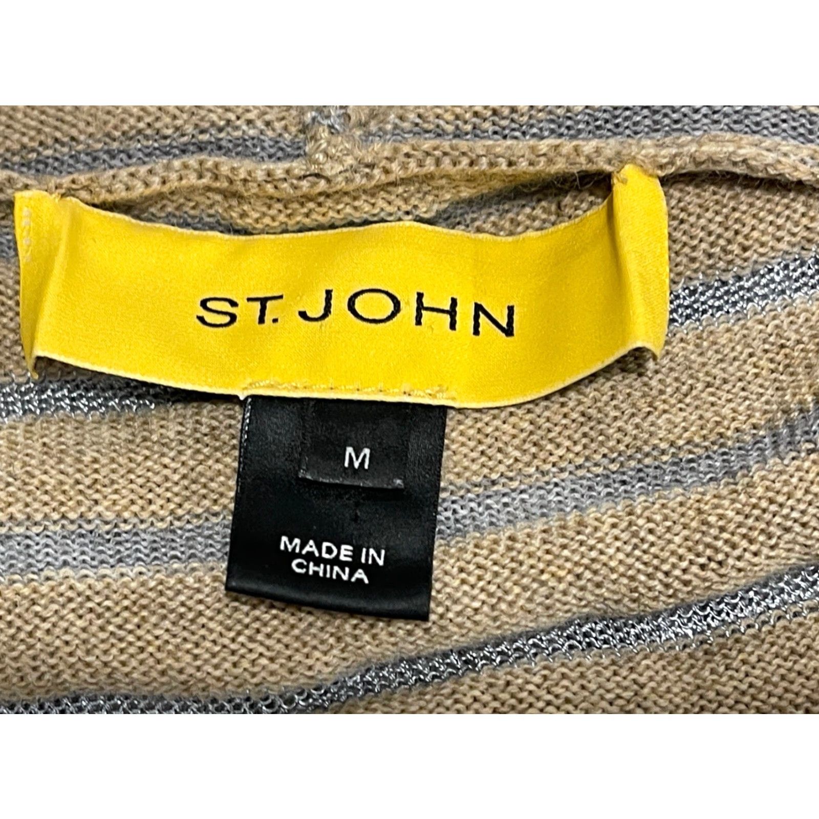 St. John St John Knits Sweater Cardigan Striped Wool Blend Dark Camel/Melange sz M Womens Regular Size M / US 6-8 / IT 42-44 - 4 Thumbnail