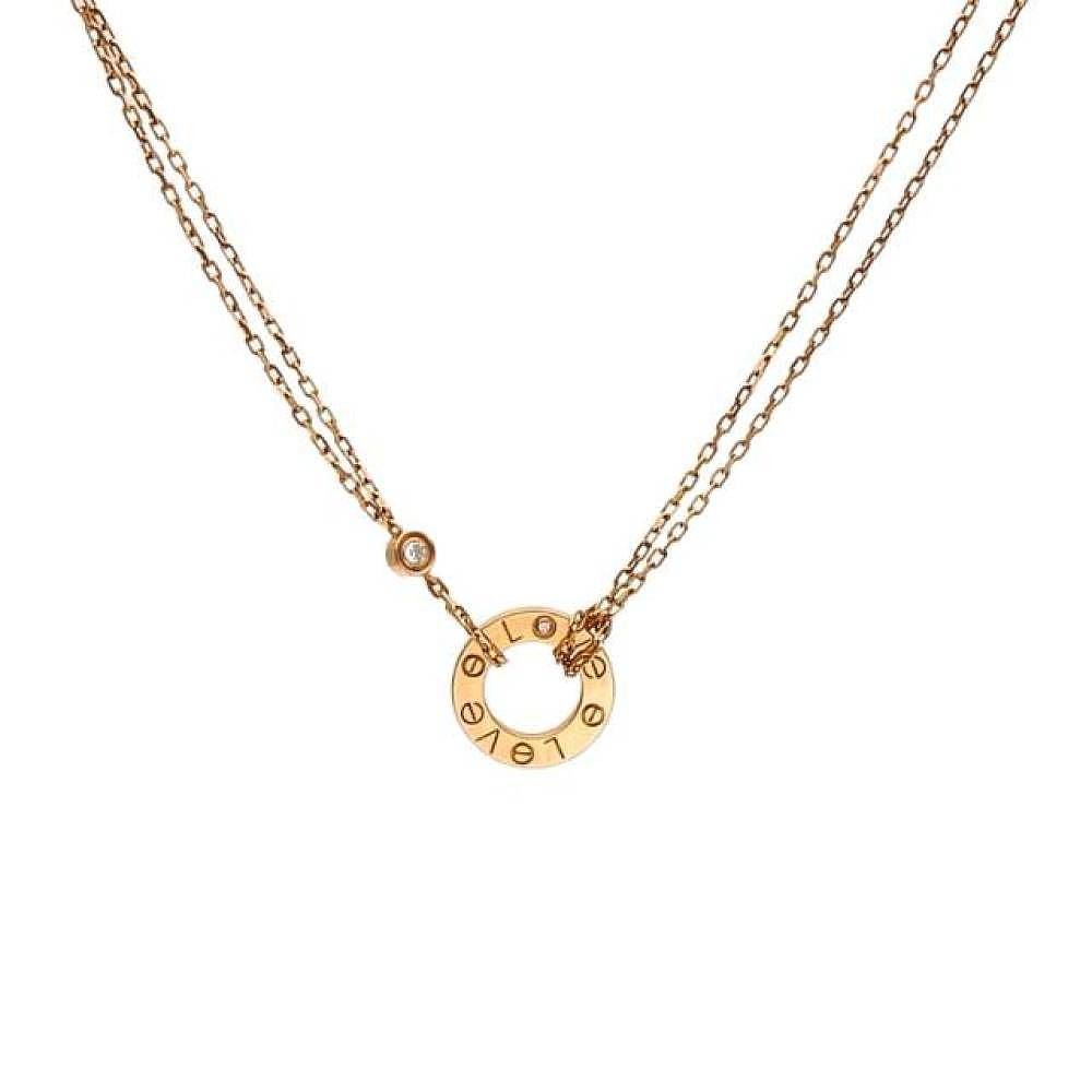 Cartier Love Diamond 18k Rose Gold Necklace One Size, Women's