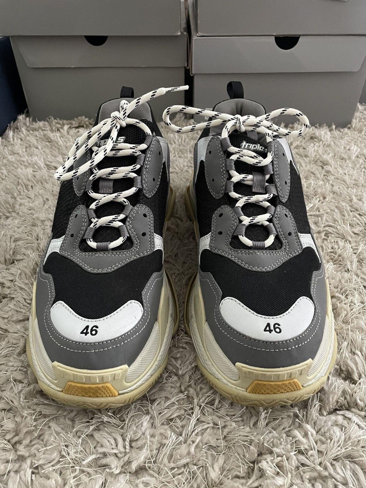 Balenciaga Balenciaga Triple S Grey/Yellow Size US 13 / EU 46 - 4 Thumbnail