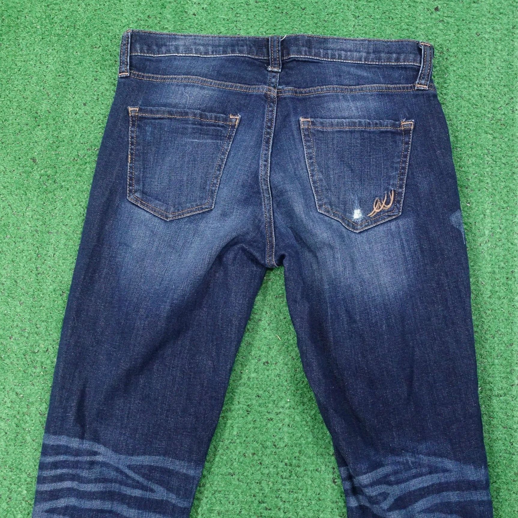 Express Express Jeans Womens Boyfriend Denim Blue Medium Wash 2 Distressed Stretch Pockets Zip 27 Inseam Size 26" / US 2 / IT 38 - 5 Thumbnail