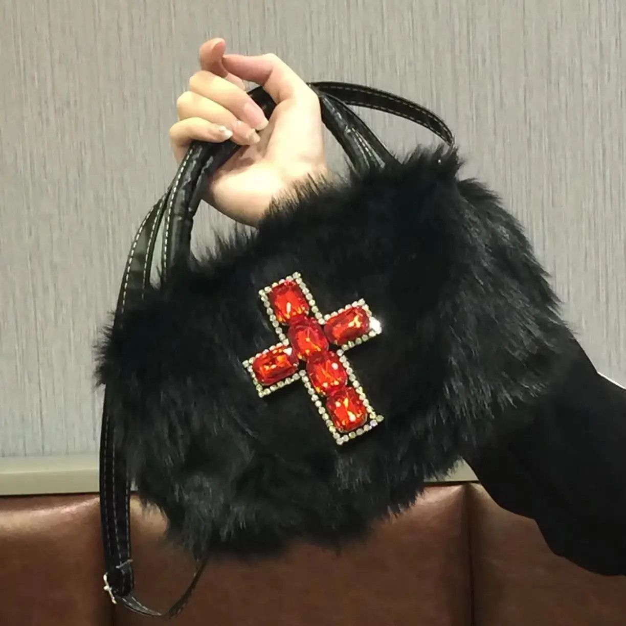 Other Gothic Punk Soft Black Cross Women’s Handbag Size ONE SIZE - 3 Thumbnail