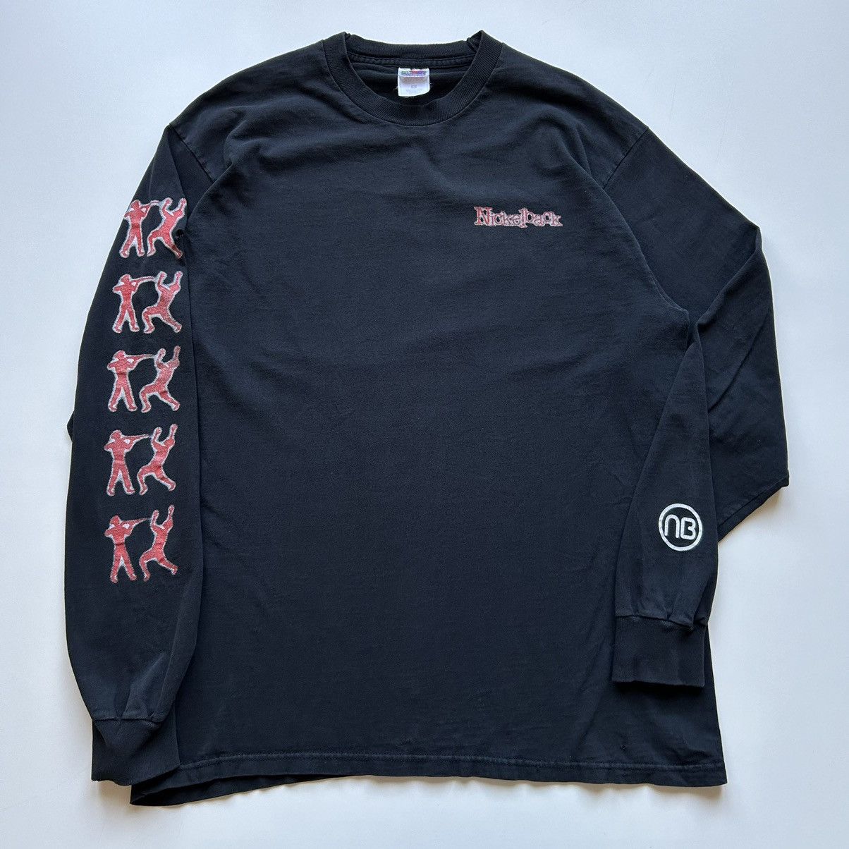image of Band Tees x Made In USA Crazy Vintage 90's Nickelback Graphic Long Sleeve Shirt in Black (Size XL)