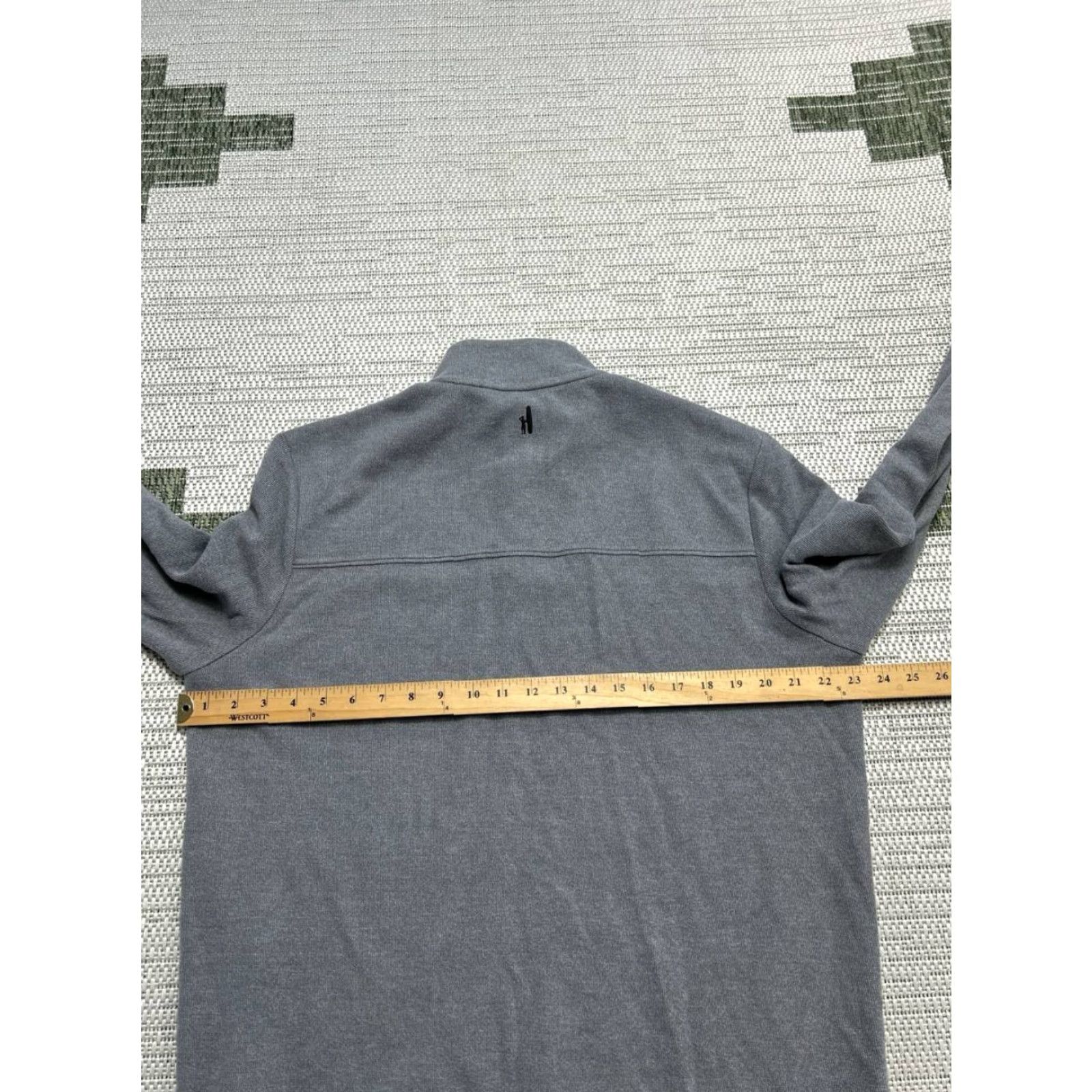 johnnie-O Johnnie-O Sweater Mens Large Gray Cotton Blend Quarter Button Pullover Knit Mock Neck Casual Golf Size US L / EU 52-54 / 3 - 6 Thumbnail