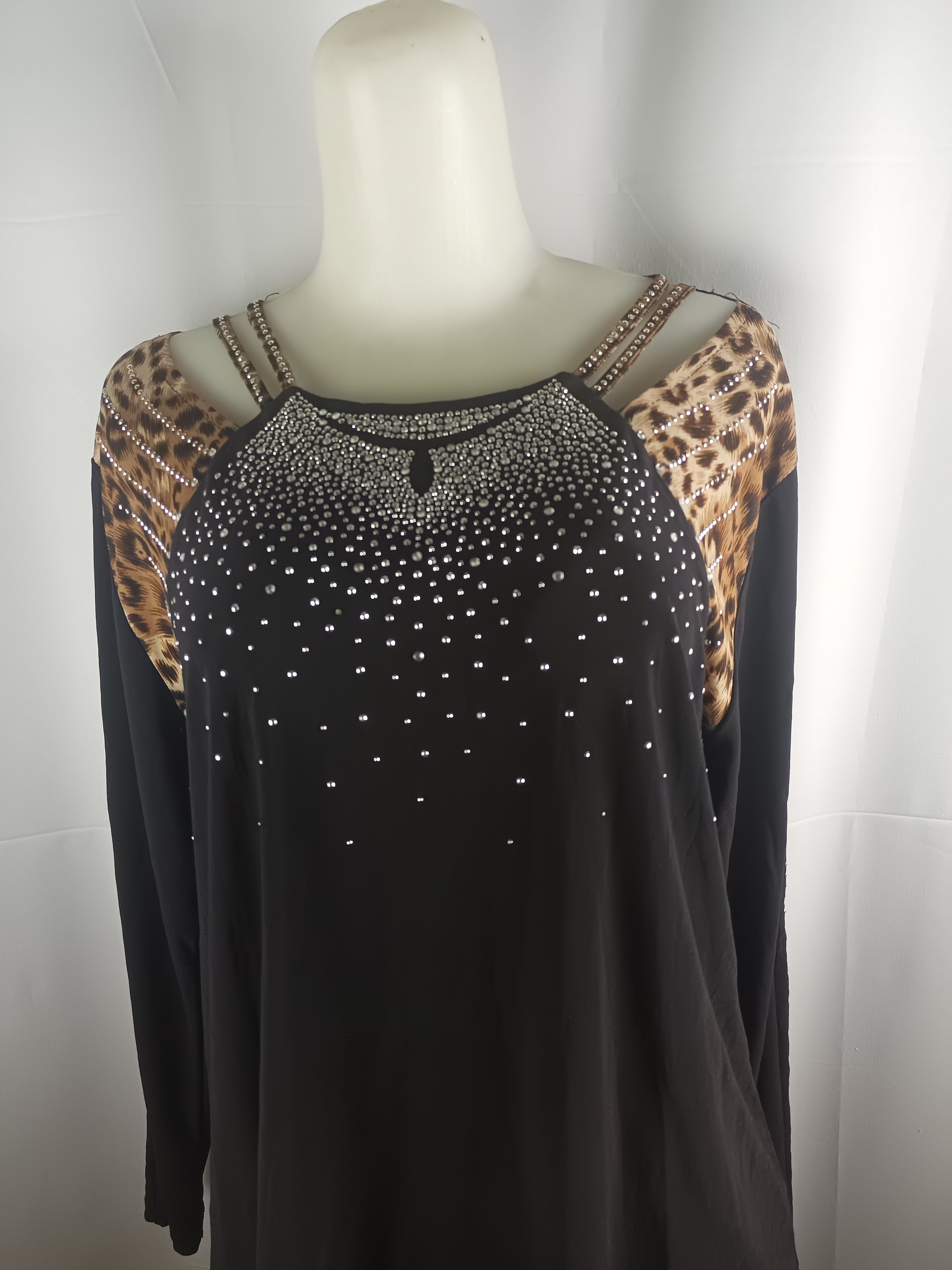 Japanese Brand × Vintage Women's Rhinestone Wave Top leopard print Size XXL / US 16-18 / IT 52-54 - 3 Thumbnail