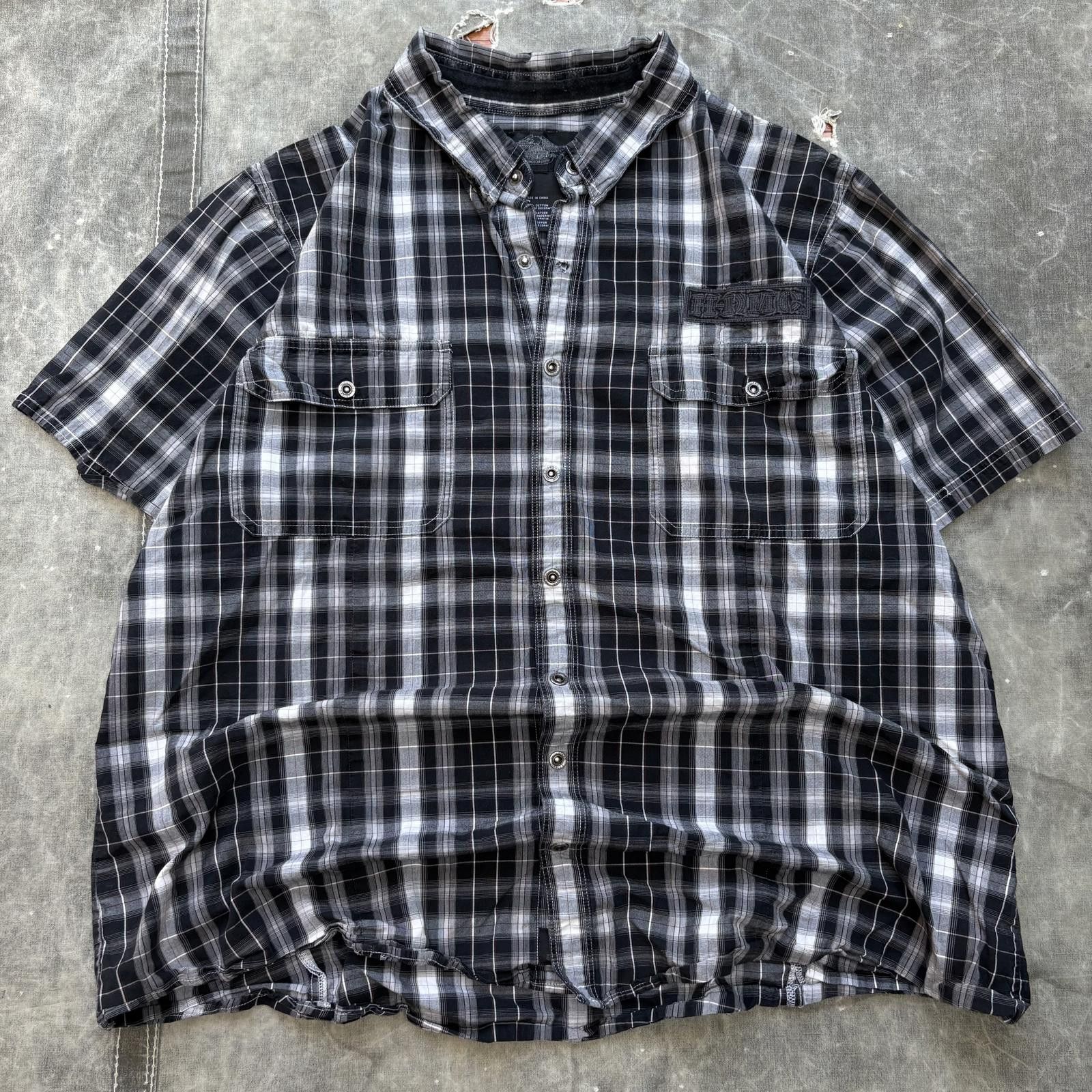 Harley Davidson Vintage Y2K Harley Davidson Plaid Biker Snap Button Up Shirt Size US XXL / EU 58 / 5 - 1 Thumbnail