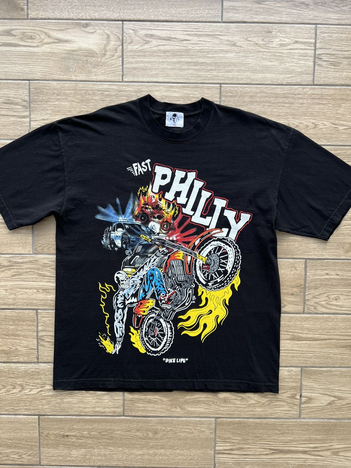 image of Warren Lotas Fast Philly “Bike Life” T Shirt in Black, Men's (Size XL)