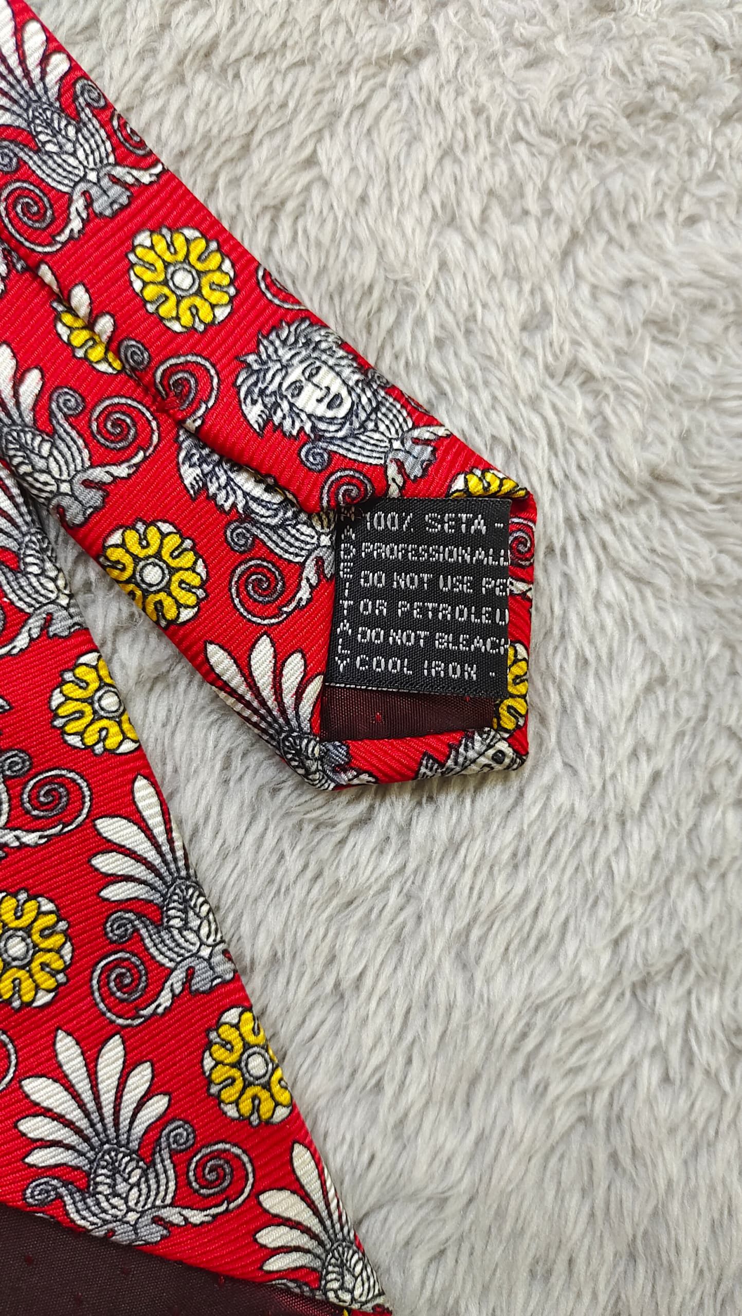 Versace Gianni Versace Red Tie Medusa Head & Baroque Floral Pattern Size ONE SIZE - 8 Thumbnail
