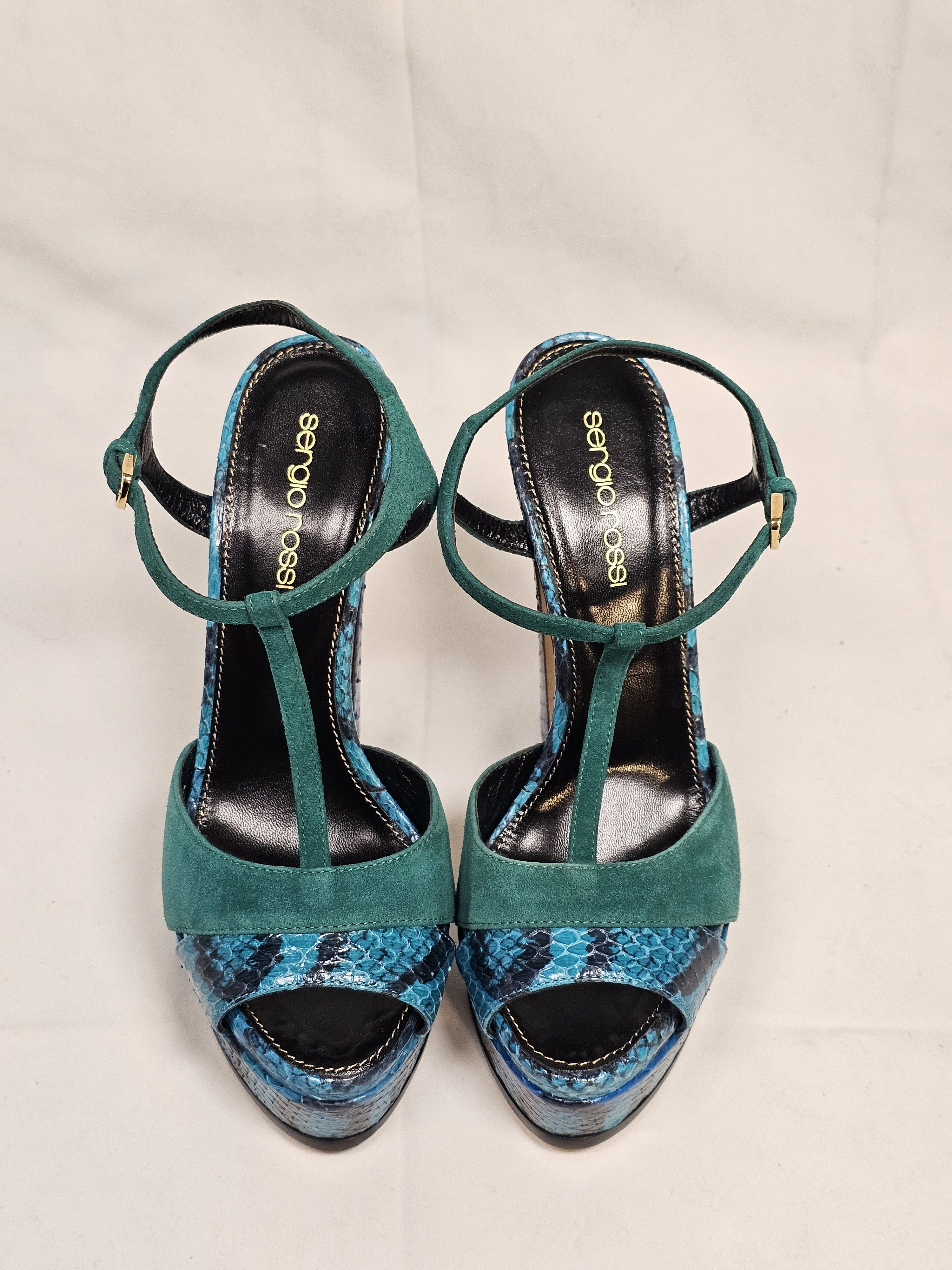Sergio Rossi Sergio Rossi Elaphe Suede Python Leather Platforms Size 5.5 Size US 5.5 / IT 35.5 - 1 Thumbnail
