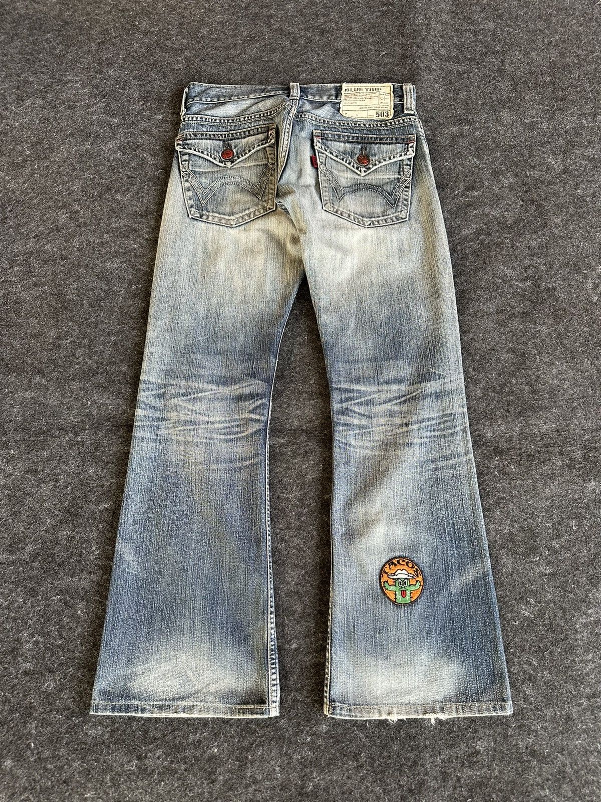 14th Addiction Edwin Blue Trip 5001 Patches Flare Vintage Denim D516 Size US 28 / EU 44 - 4 Thumbnail