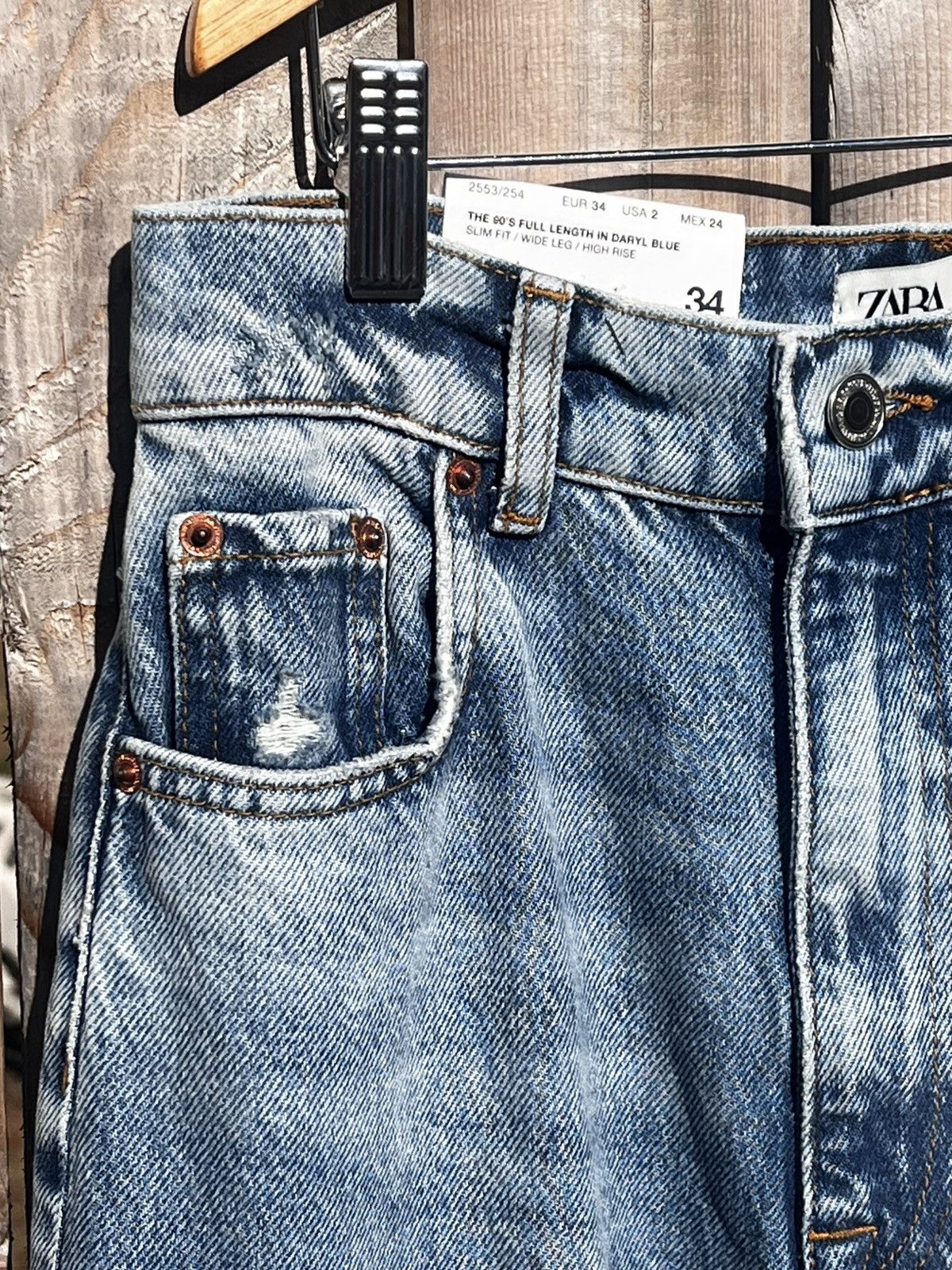 Zara Zara women’s the 90’s full length in DaryL blue jeans NWT Size 26" / US 2 / IT 38 - 10 Thumbnail