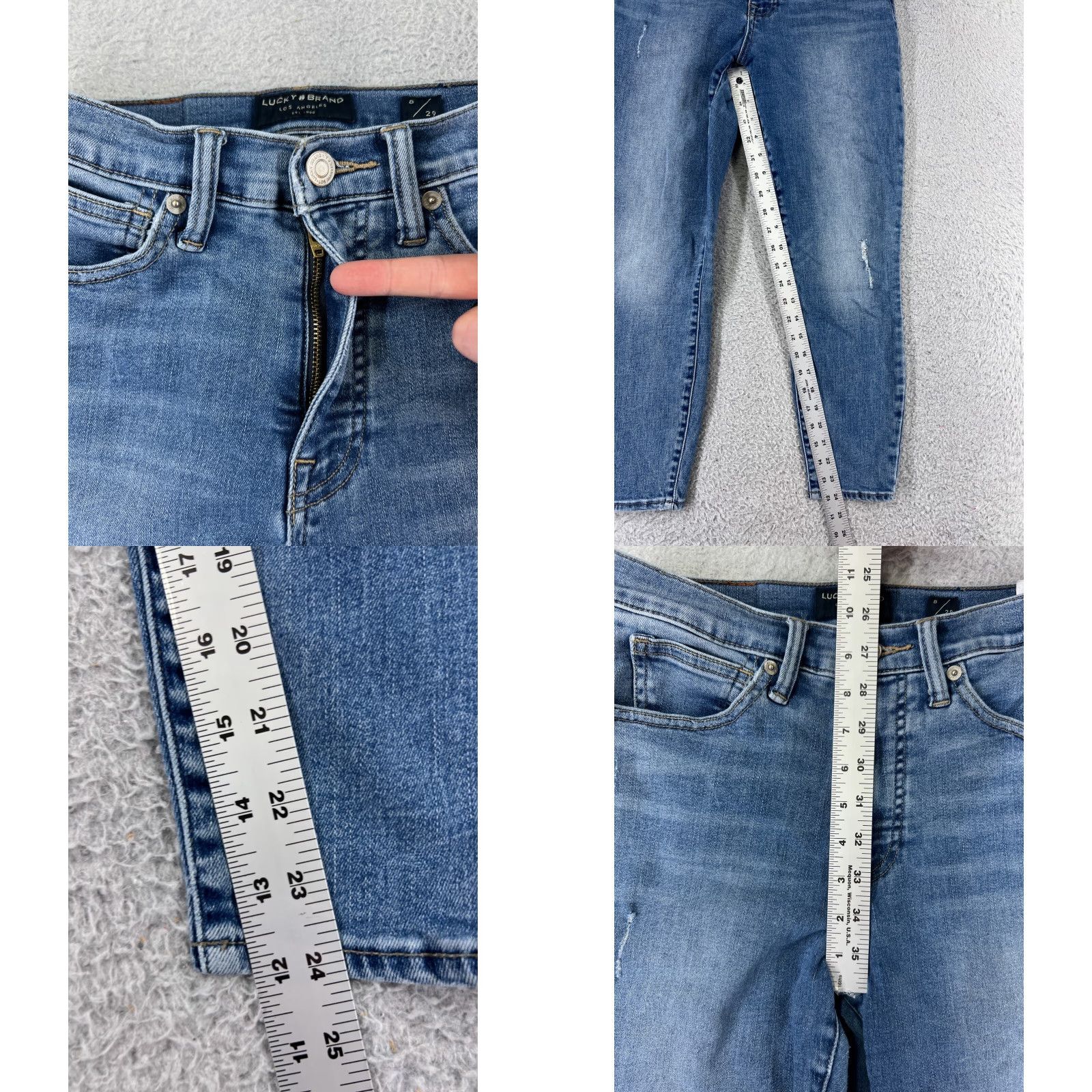 Lucky Brand Lucky Brand Jeans Women's 8 Blue Denim Bridgette Skinny Crop Distressed Cropped 5-Pocket Denim Jeans Size 30" / US 8 / IT 44 - 8 Thumbnail