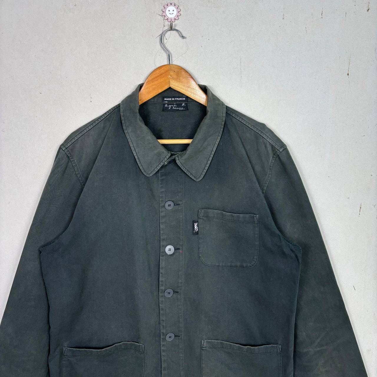 agnes b. Vintage Agnes B. Homme Black Cotton Work Chore Jacket Size US L / EU 52-54 / 3 - 3 Thumbnail