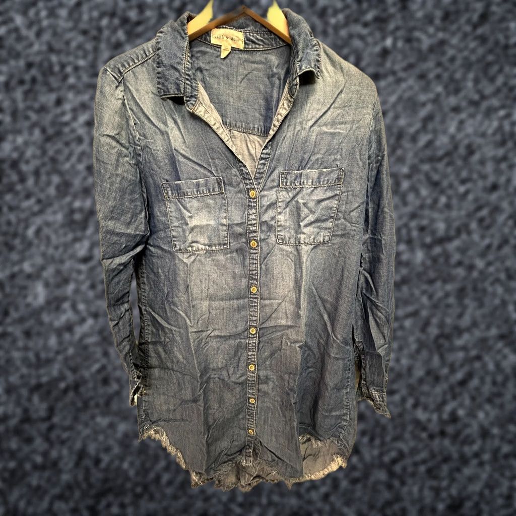 CLOT Cloth & Stone Womens Blue Chambray Button Down Dress Shirt Dress M Size M / US 6-8 / IT 42-44 - 1 Thumbnail