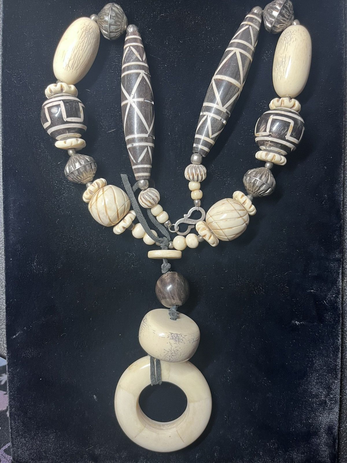 Other Vintage Indian Tribal Statement NecklaceCarved Bone & Wood Size ONE SIZE - 1 Thumbnail