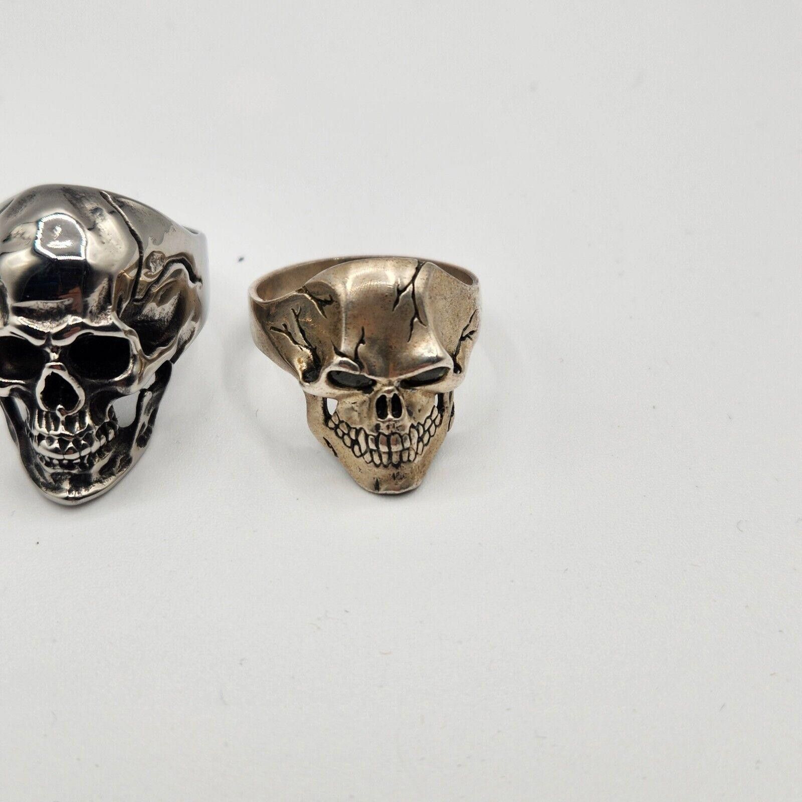 Designer Stainless Skull Rings Lot Of 5 And 1 Pendant Size ONE SIZE - 7 Thumbnail