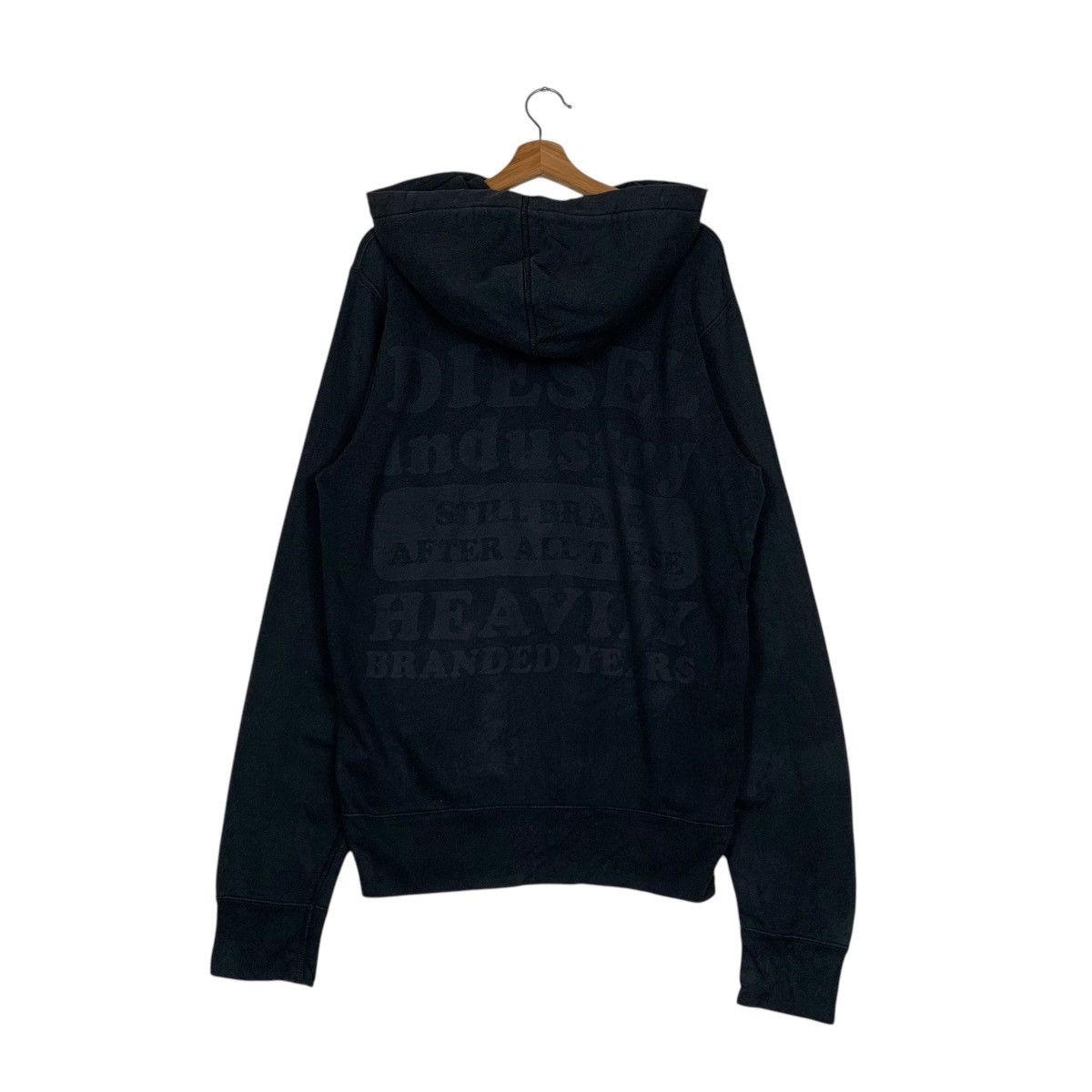 Diesel DIESEL All Black Big Logo Pullover Hoodies #1485-C67 Size US L / EU 52-54 / 3 - 1 Thumbnail