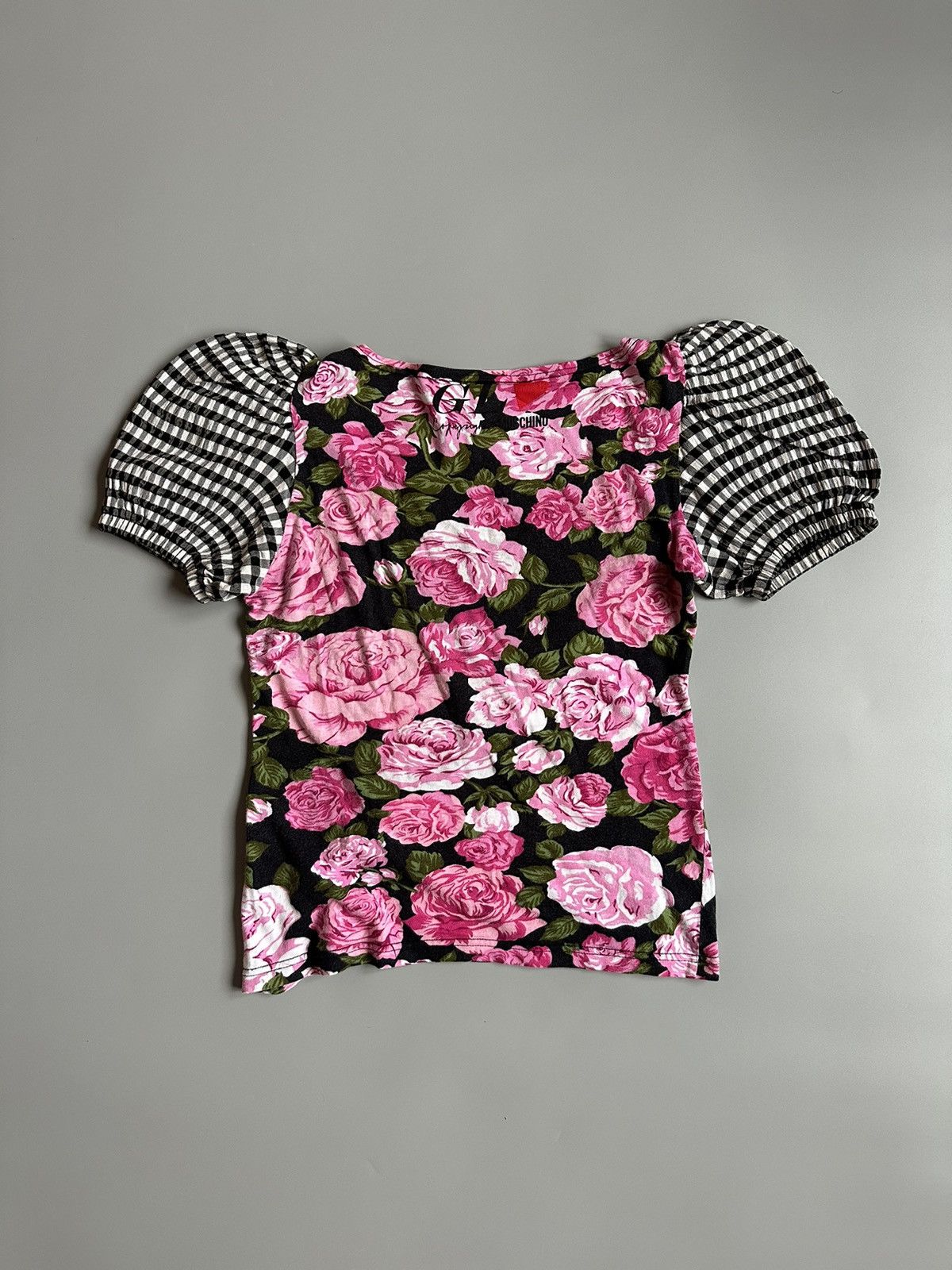 Moschino 90s Moschino Jeans Bohemian Floral Striped Check Top Size 42 Size M / US 6-8 / IT 42-44 - 2 Thumbnail
