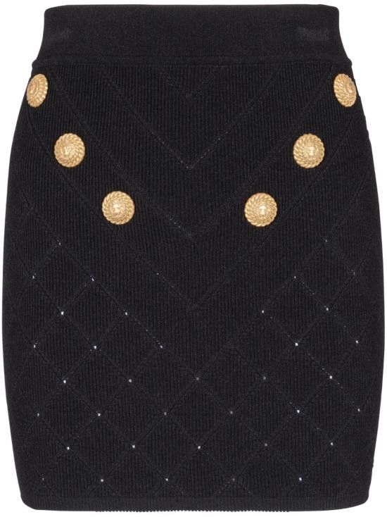 Balmain BALMAIN Women Mid Skirts CF1LB004 KF530PA Black Size 27" / US 4 / IT 40 - 1 Thumbnail