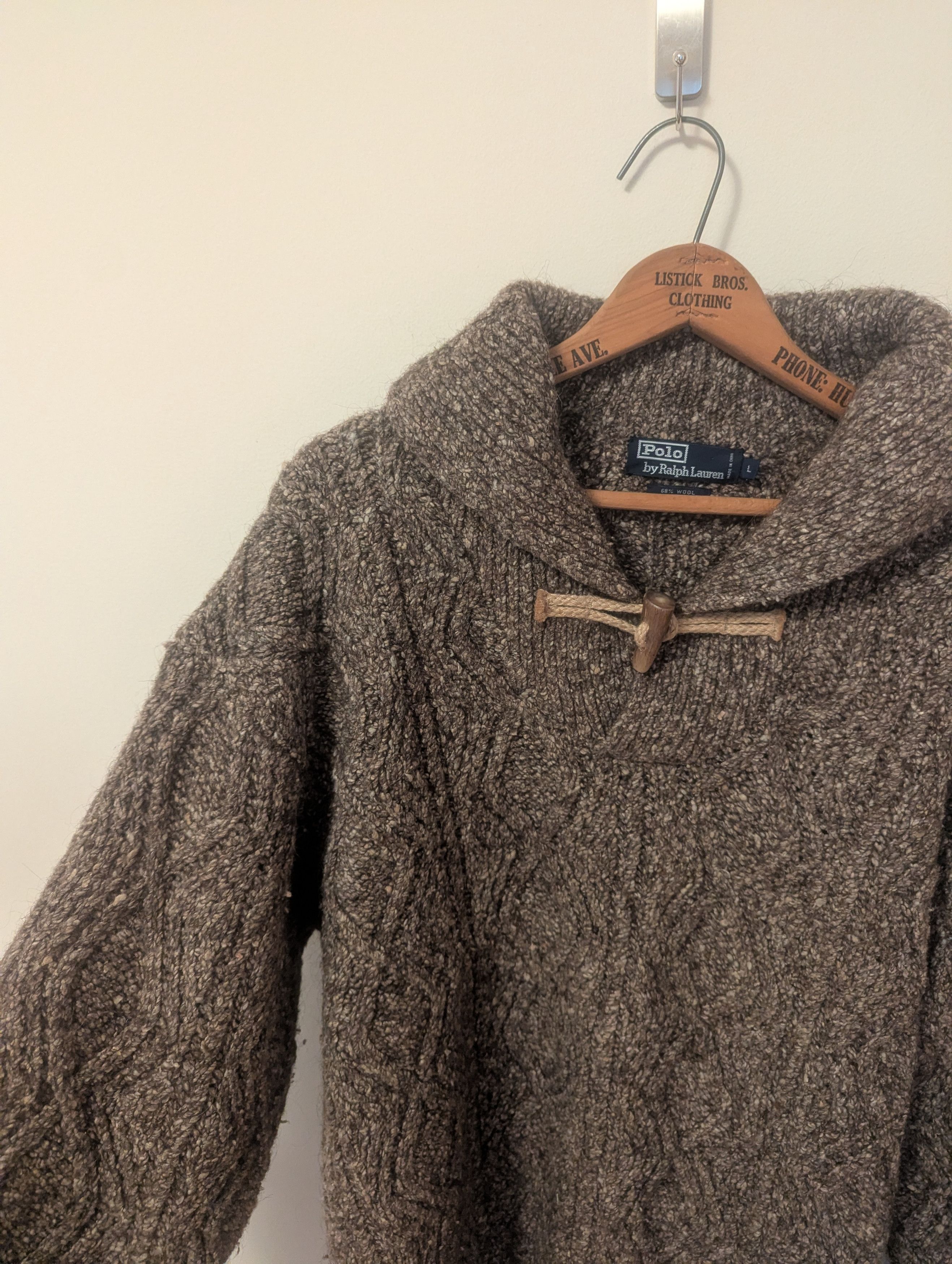 Polo Ralph Lauren Vintage Polo Brown Wool Cable Knit Sweater Size US L / EU 52-54 / 3 - 4 Thumbnail
