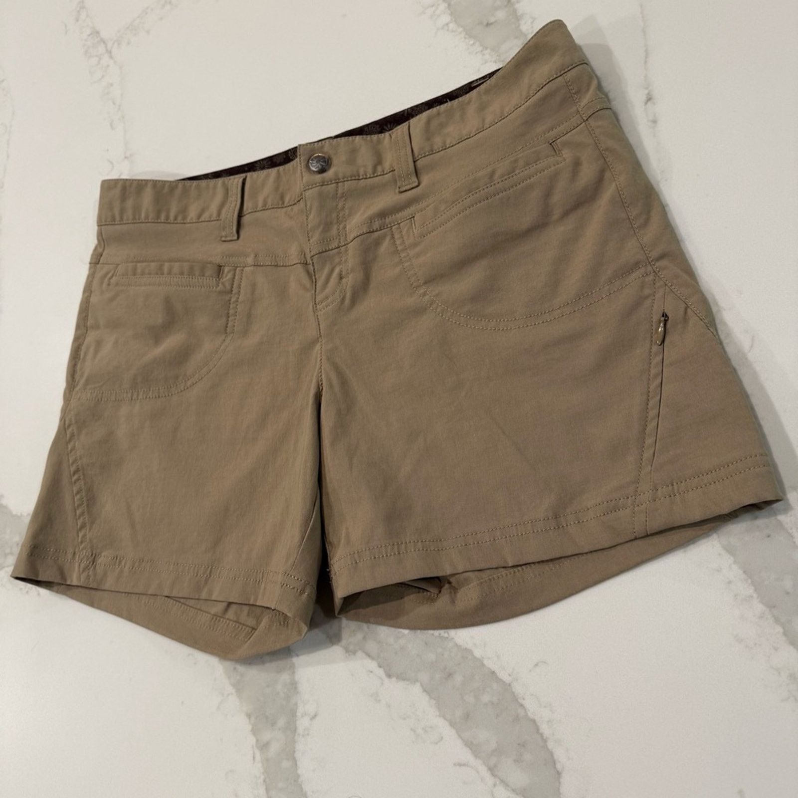 Athleta Athleta Dipper Hiking Shorts Women’s 10 Khaki/Tan Mid Rise Size 32" / US 10 / IT 46 - 2 Thumbnail