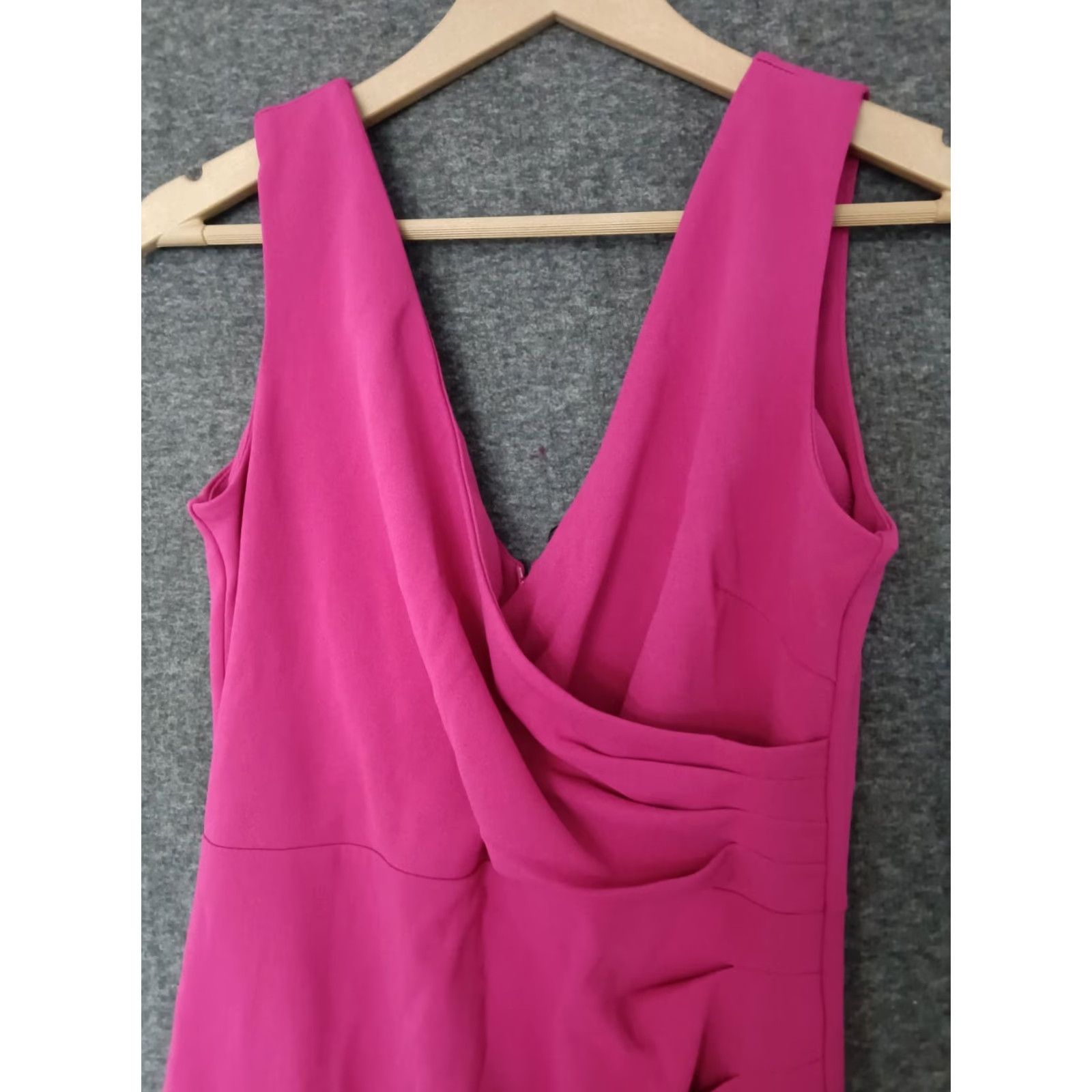 Pinko WOOSEA Pink Sleeveless V-Neck Long Dress for Women M - Evening Cocktail Dress, Formal, Party, Zipper Closure, Polyester Spandex, Solid Pattern Size M / US 6-8 / IT 42-44 - 3 Thumbnail