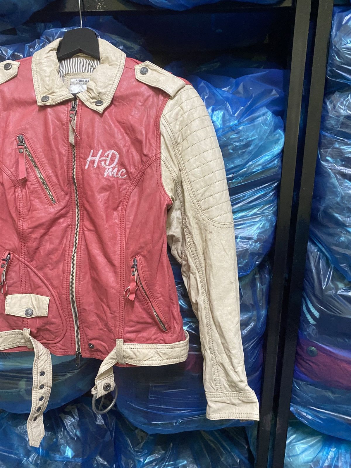 Harley Davidson Vintage Harley-Davidson Red Cream Leather Motorcycle Jacket Size XS / US 0-2 / IT 36-38 - 6 Thumbnail